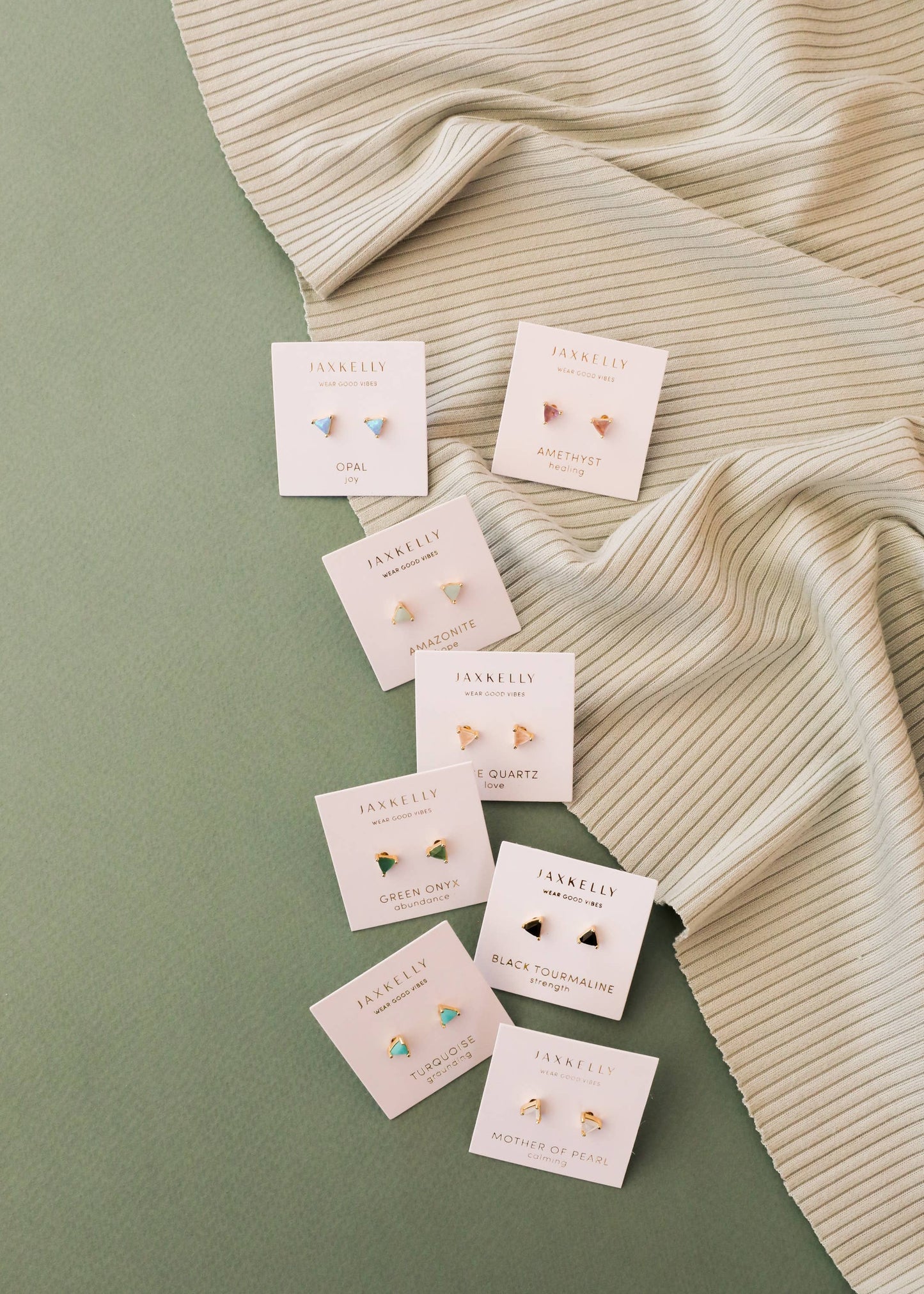 Mini Energy Gem - Amazonite - Gold Earrings