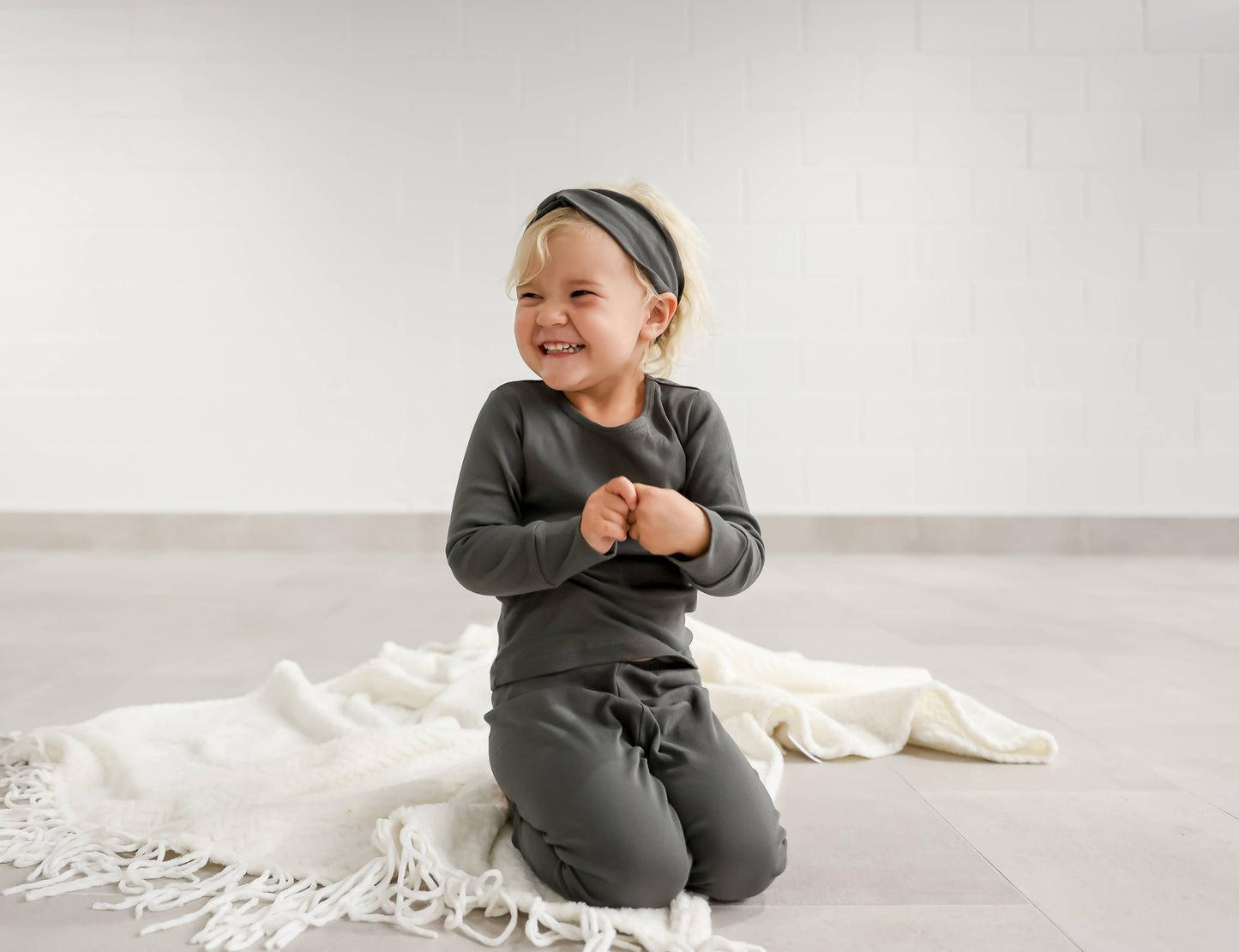 Organic Cotton Baby / Toddler Pajamas in Solid Charcoal