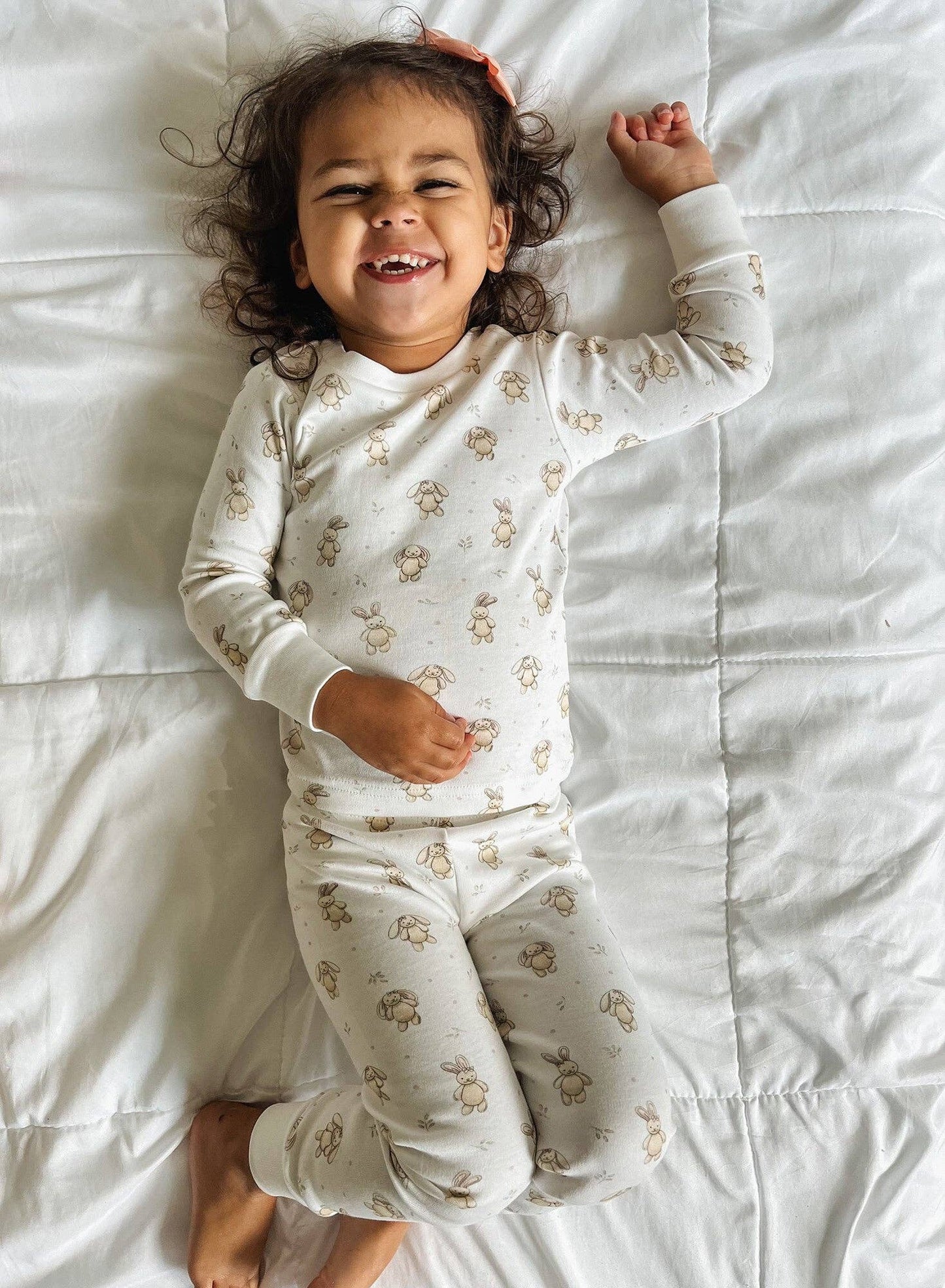 Kids' Organic L/Sleeve PJ Set in Bunny Biscuit