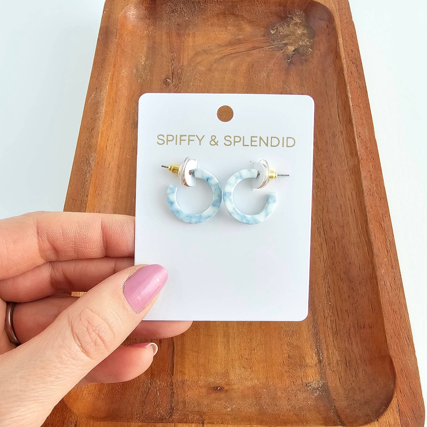 Micro Cam Mini Hoops - Saltwater Blue // Summer Earrings