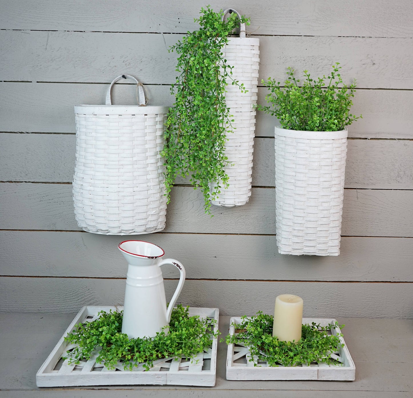 Long John Woven Wall Basket-White Wash-18Lx6W-