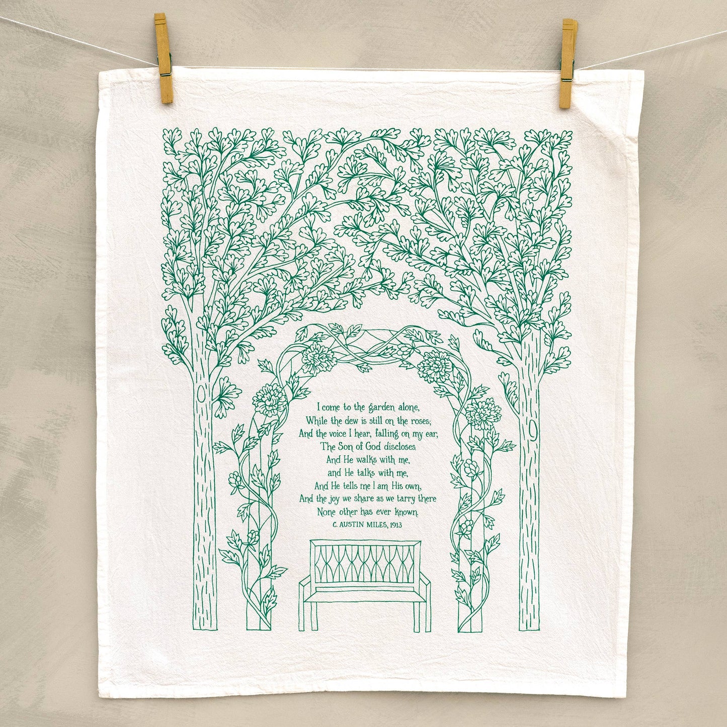 In The Garden Gospel Song Hymn Tea Towel – 24"x20"