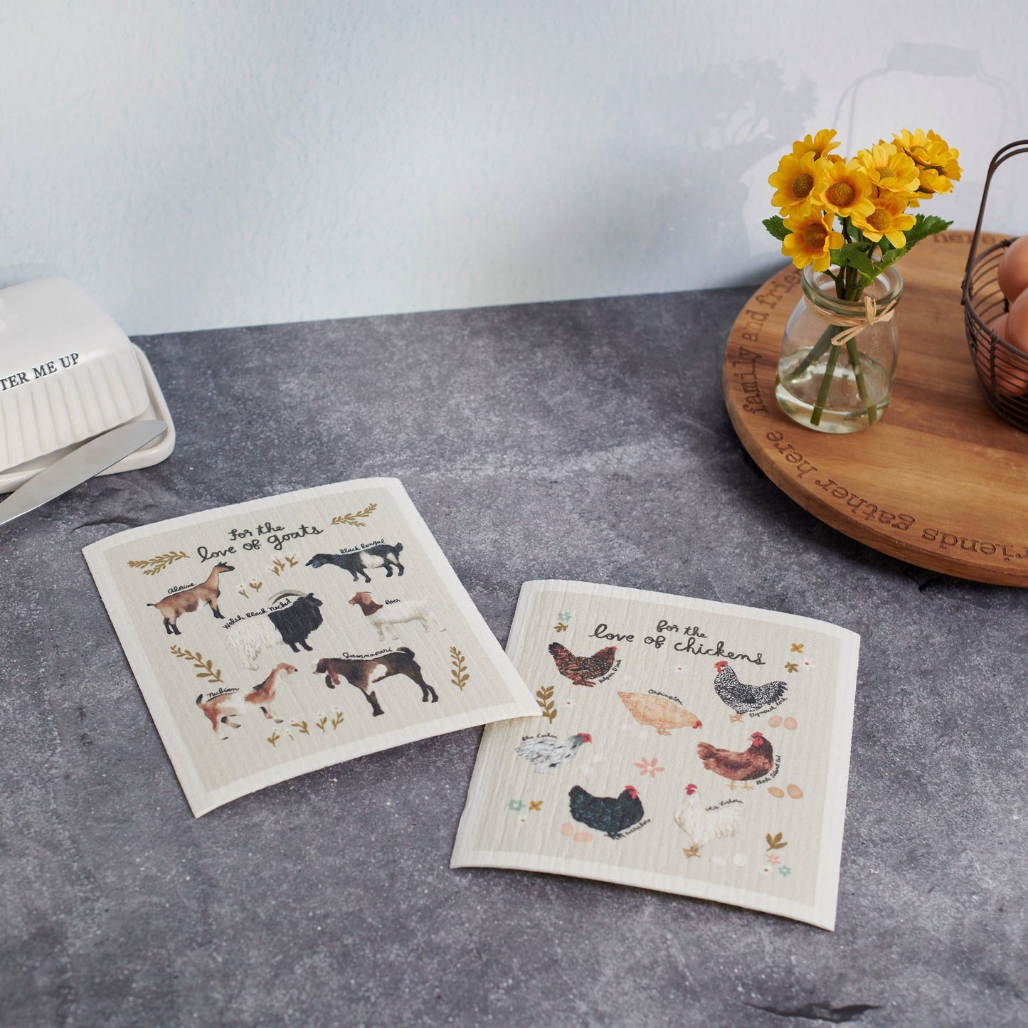 Love Of Goats Swedish Dishcloth Set