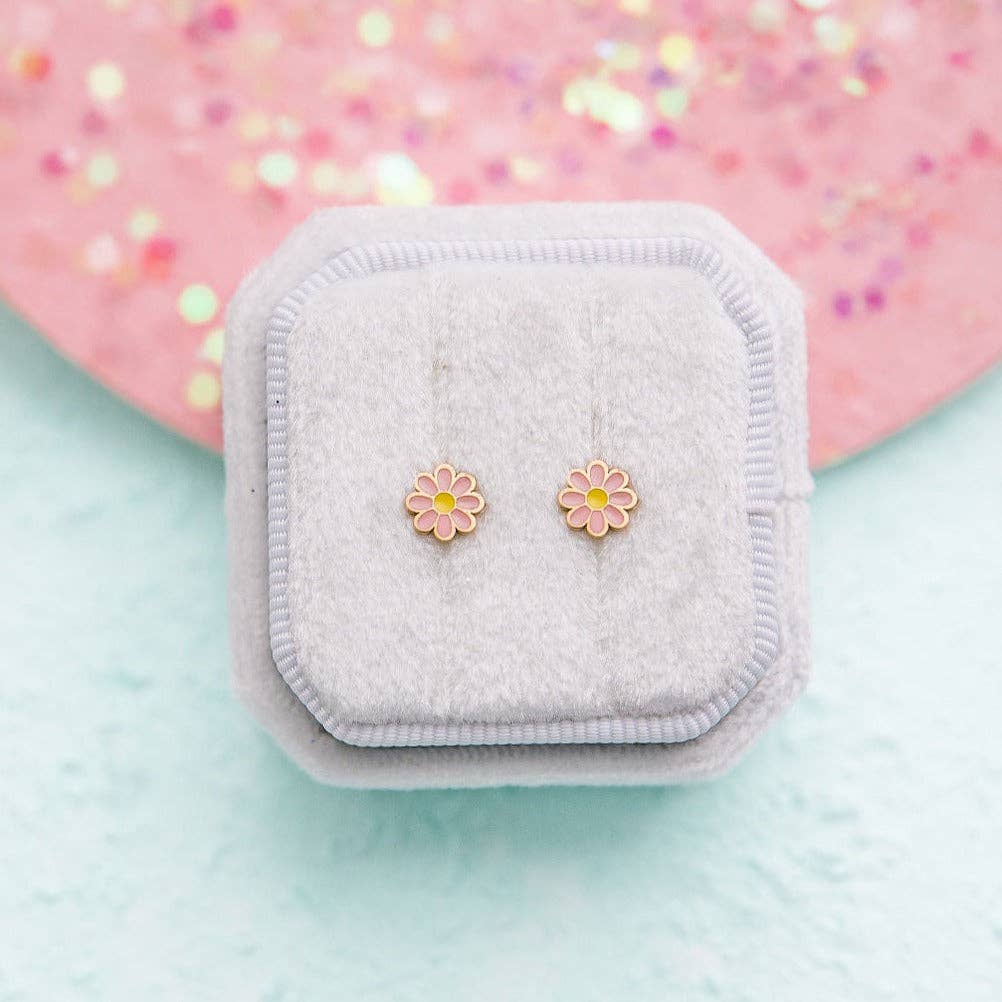 Pink Smiley Face Studs