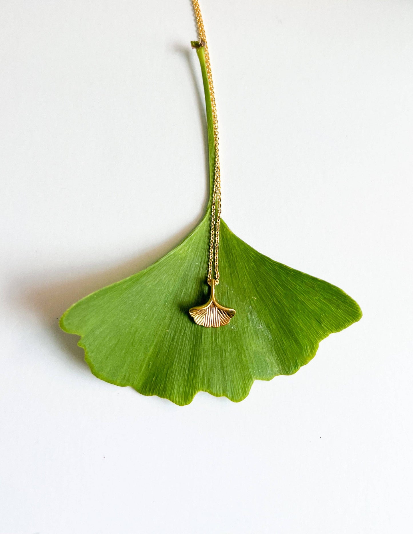 Gold Ginkgo Leaf Necklace