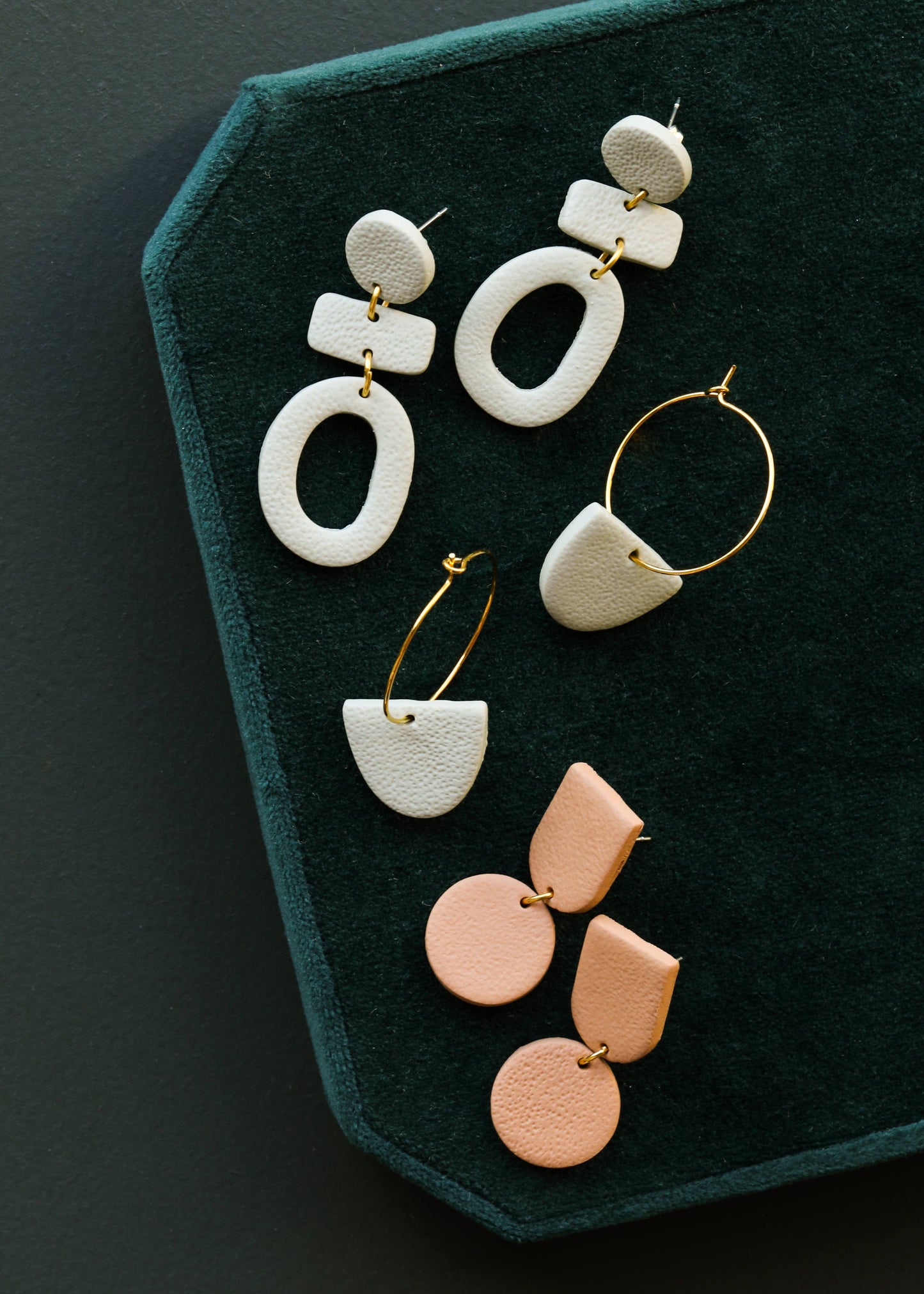 Organic Three Tier Clay Earring - Sage