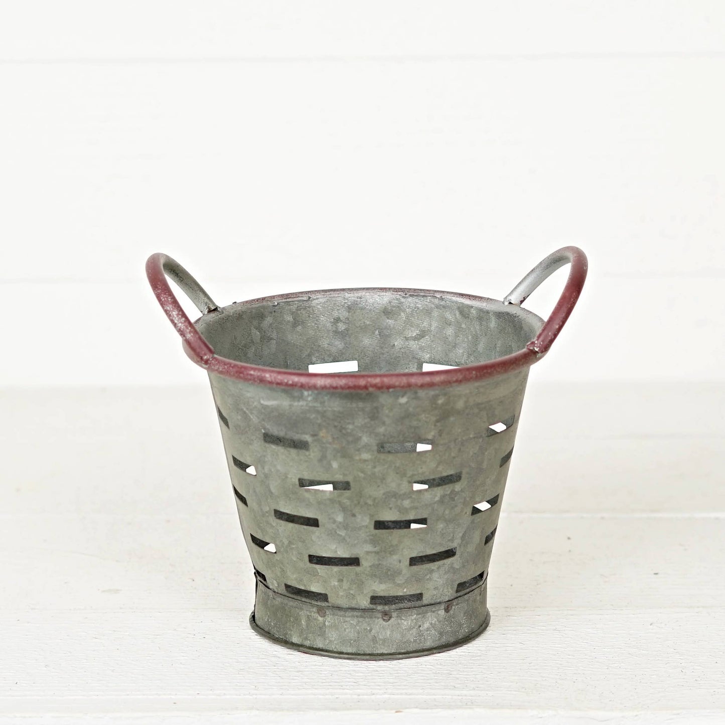 M10626- Olive Bucket w. Handles-6.5Dx7.5H