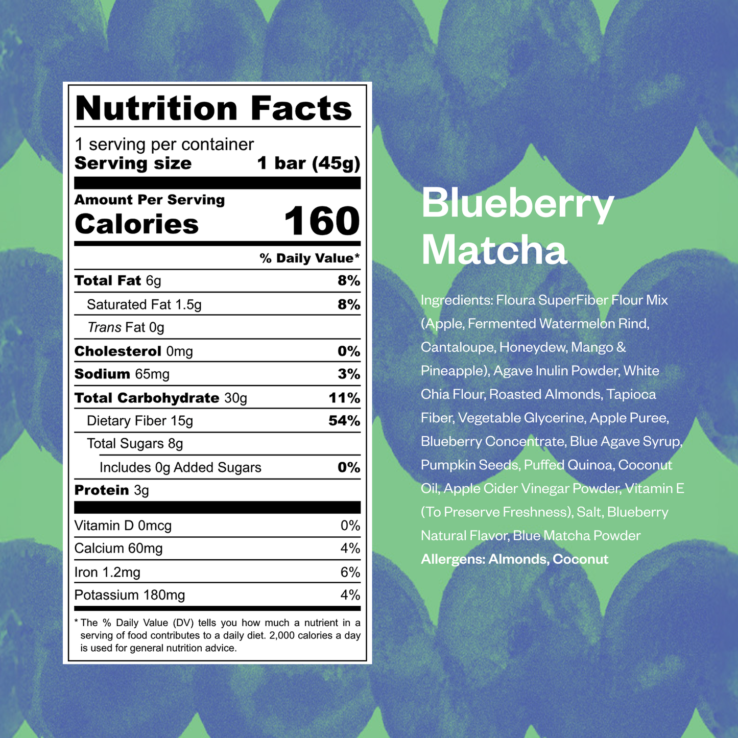 Blueberry Matcha Fiber Snack Bar