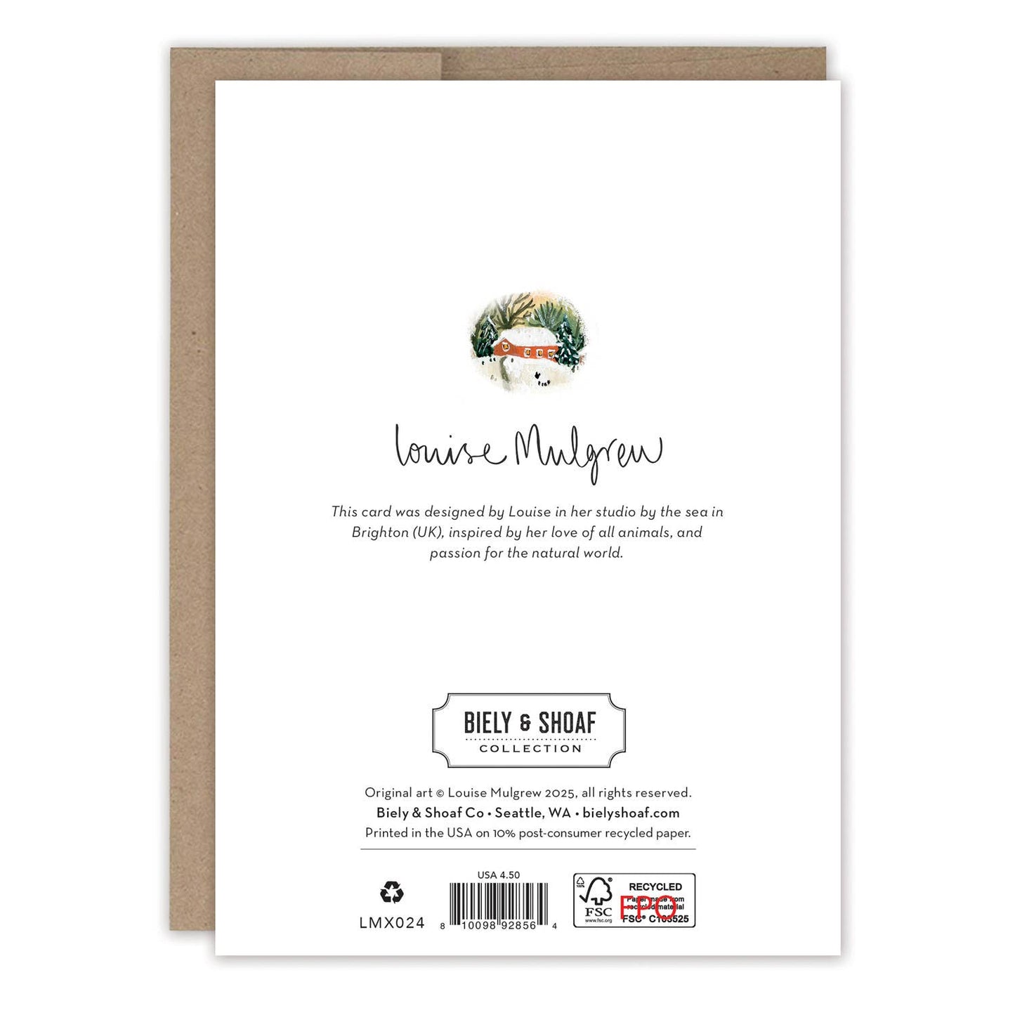 Red Sky Cozy Christmas Landscape Holiday Card