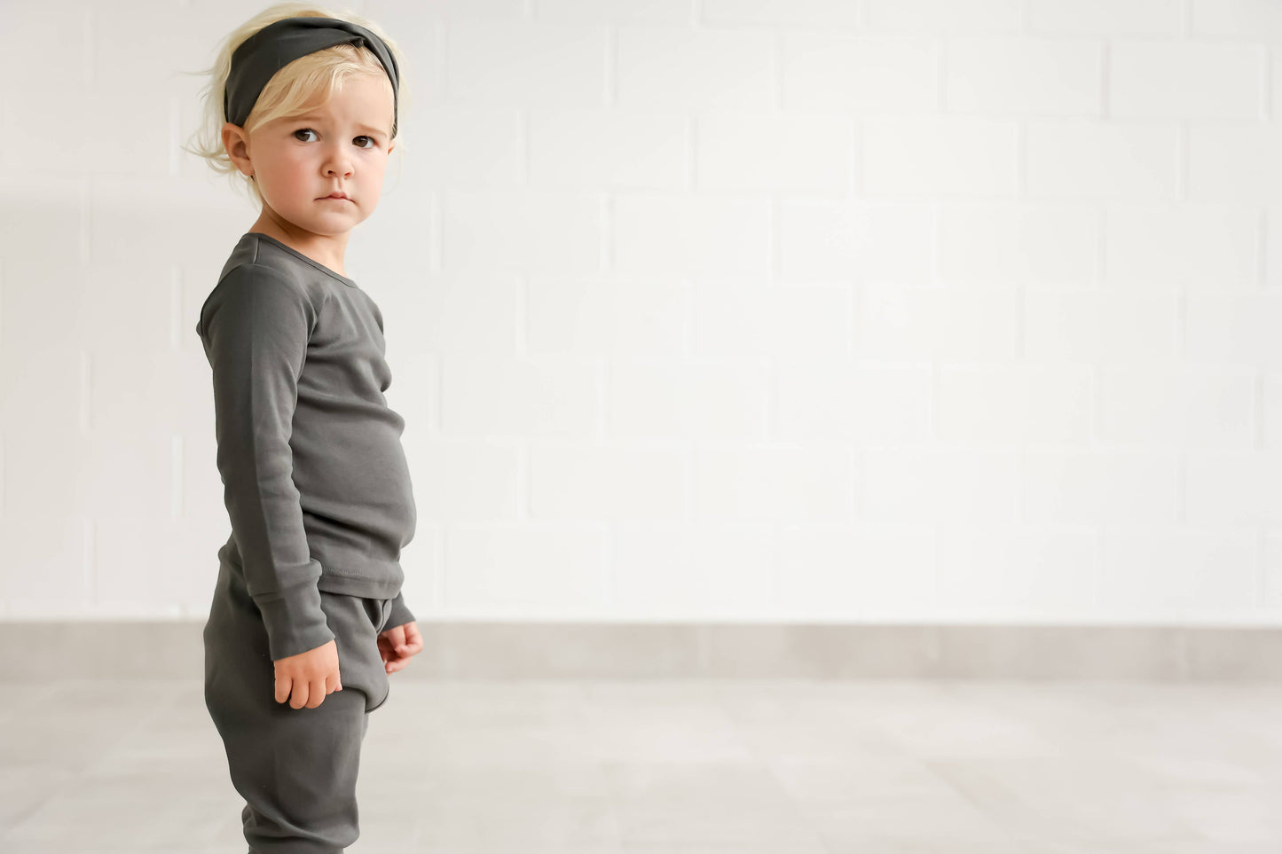 Organic Cotton Baby / Toddler Pajamas in Solid Charcoal