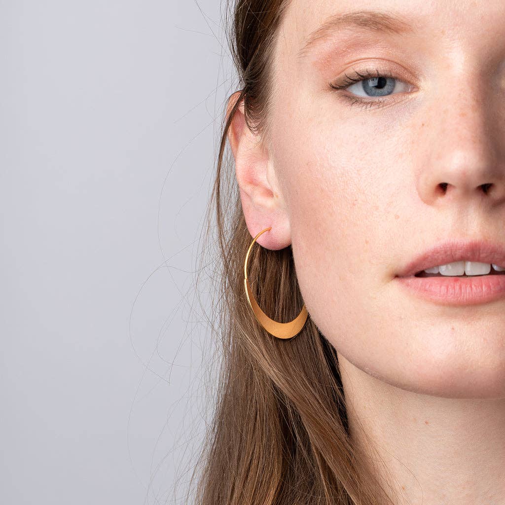 Refined Earring Collection - Crescent Hoop/Silver
