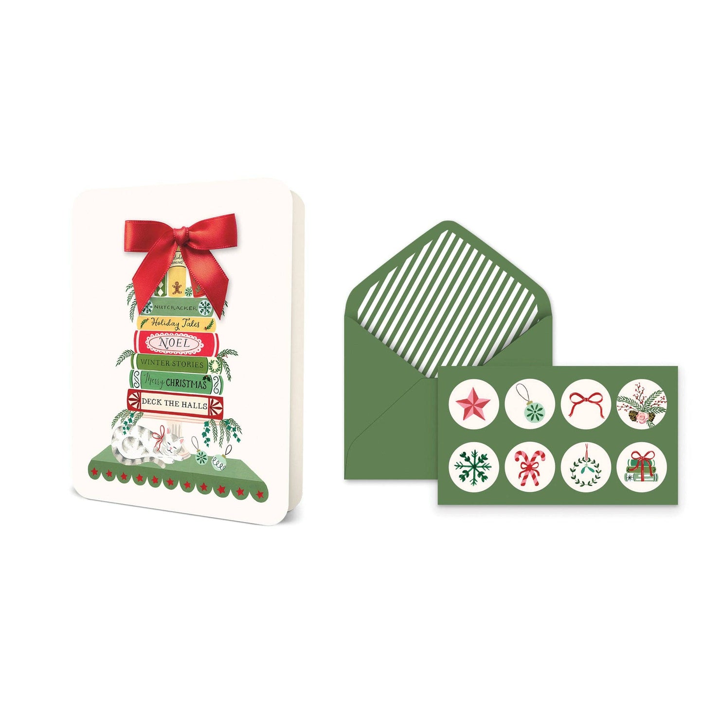 Bookish Christmas Bow Note Card Set