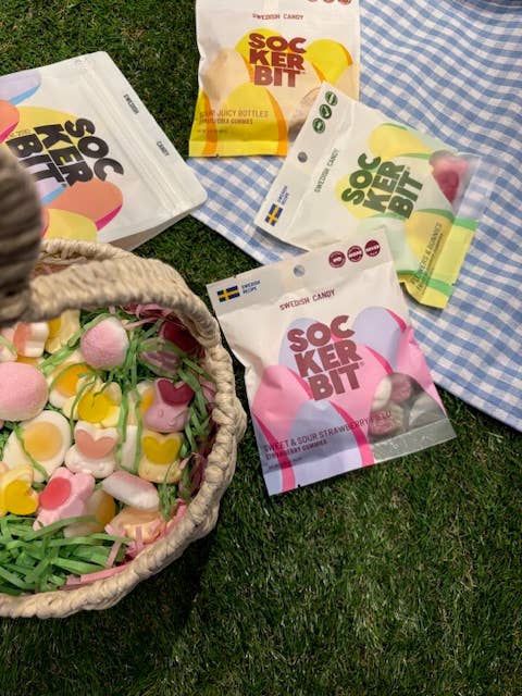 Flowers & Bunnies Swedish Candy Bag 2.8oz Easter