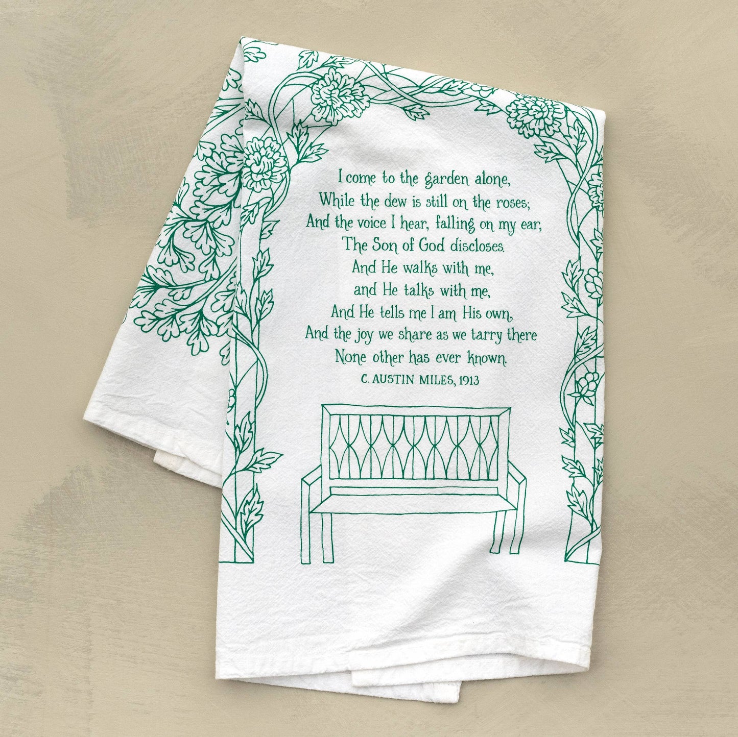 In The Garden Gospel Song Hymn Tea Towel – 24"x20"
