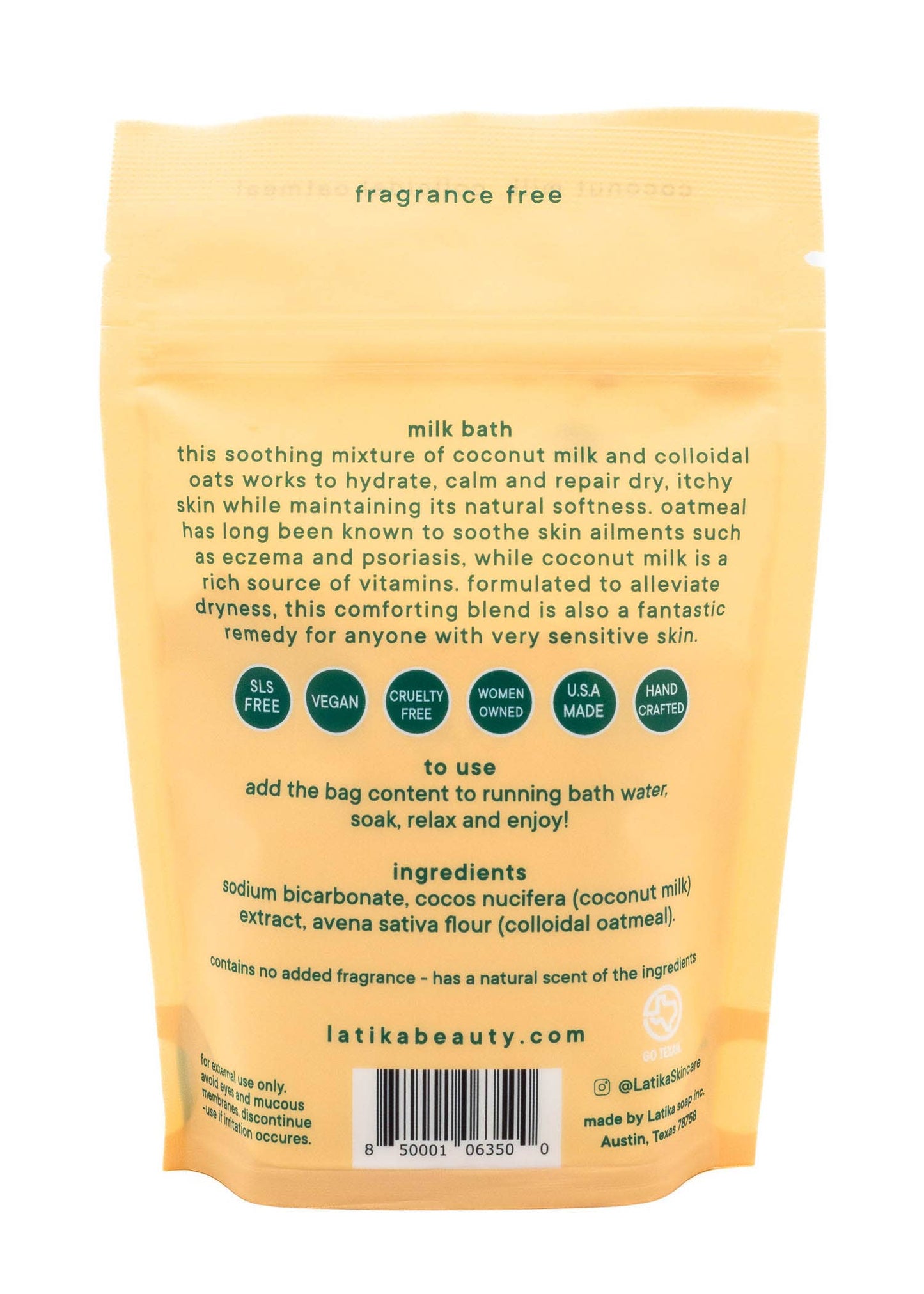 š„ Vegan Milk Bath Soak - Coconut milk | Fragrance-Free