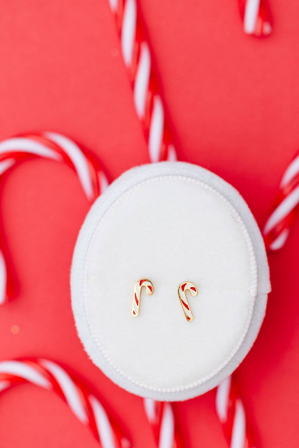 Gold Candy Cane Stud Earrings
