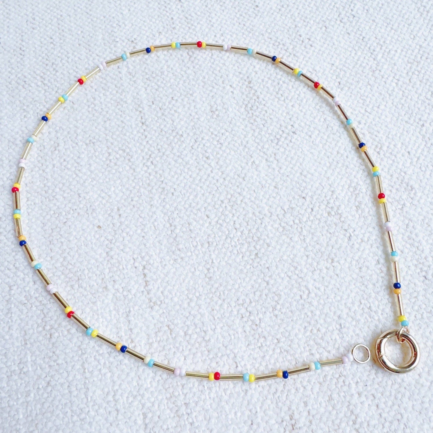 Dainty Color Bead Front Lock Necklace