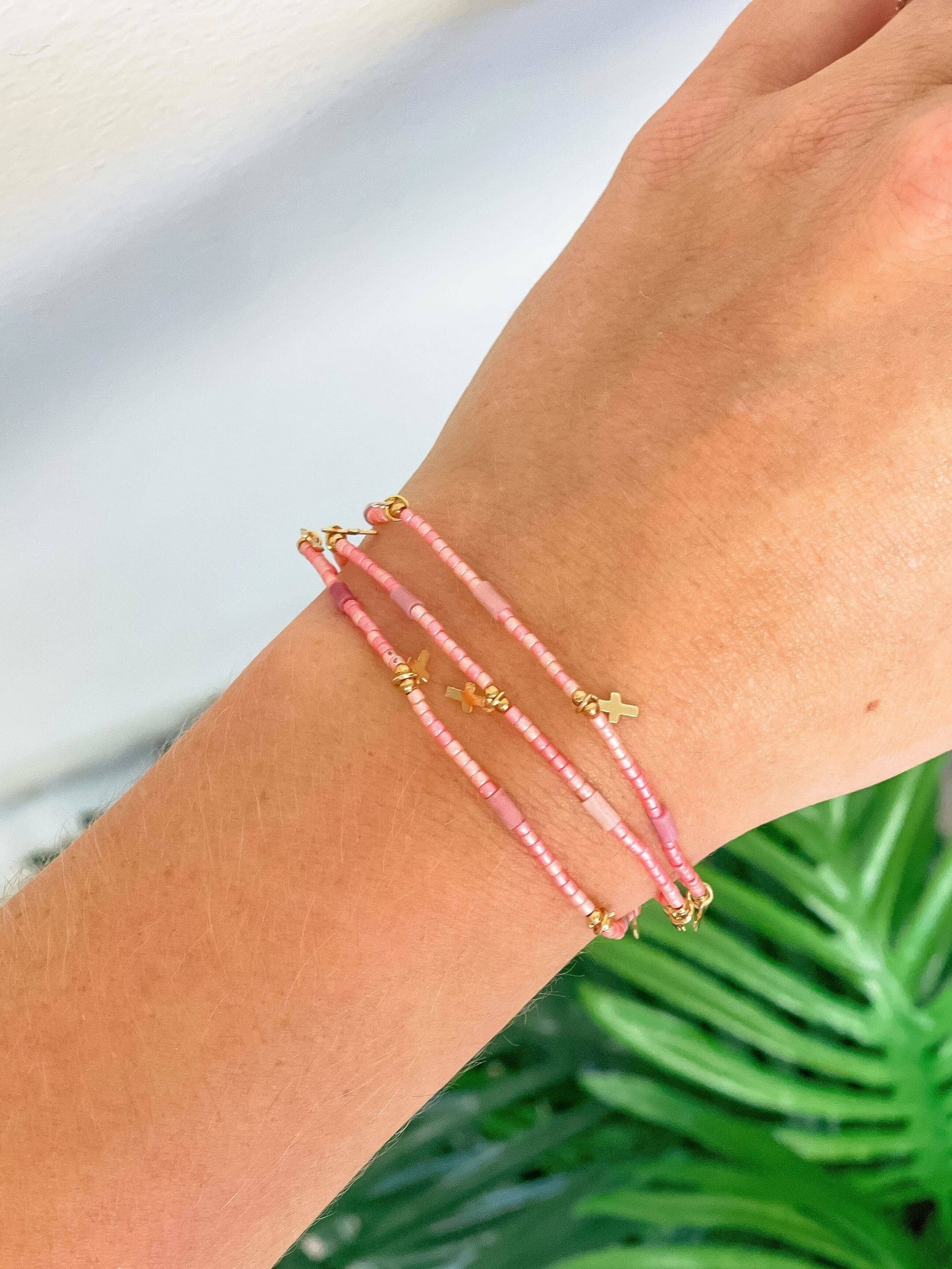 Semi Precious Cross Bracelet Set