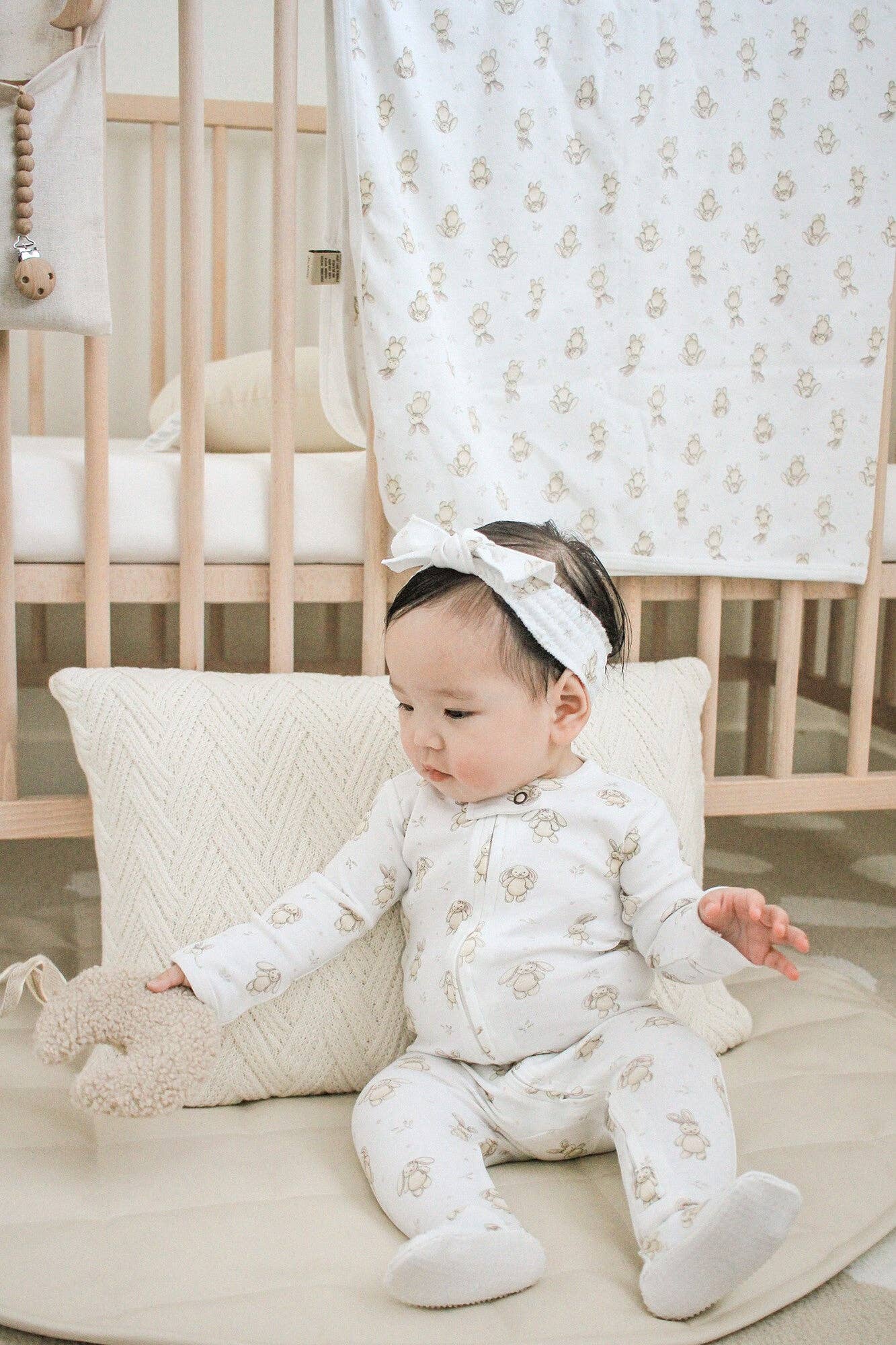 Organic 2-Way Zipper Footie in Bunny Biscuit
