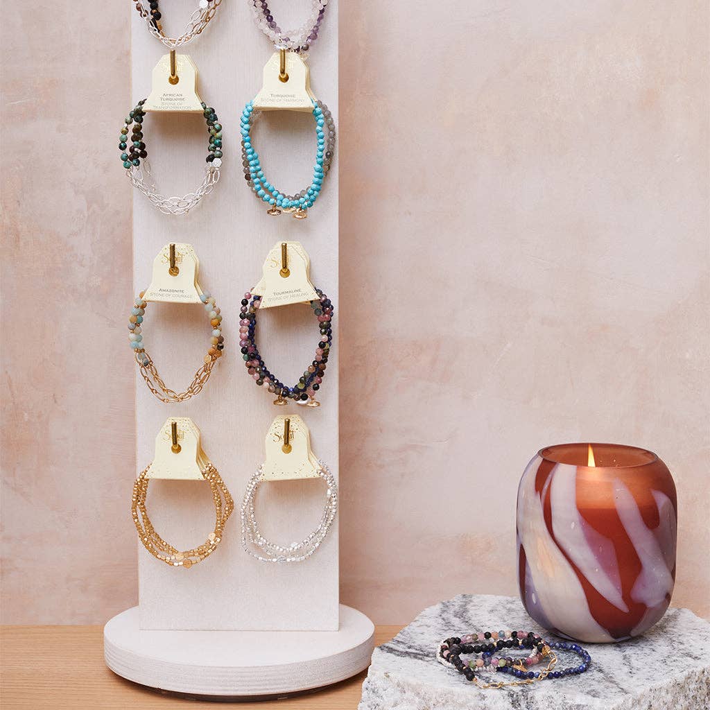Mini Metal Stacking Bracelet - Mixed Beads Silver