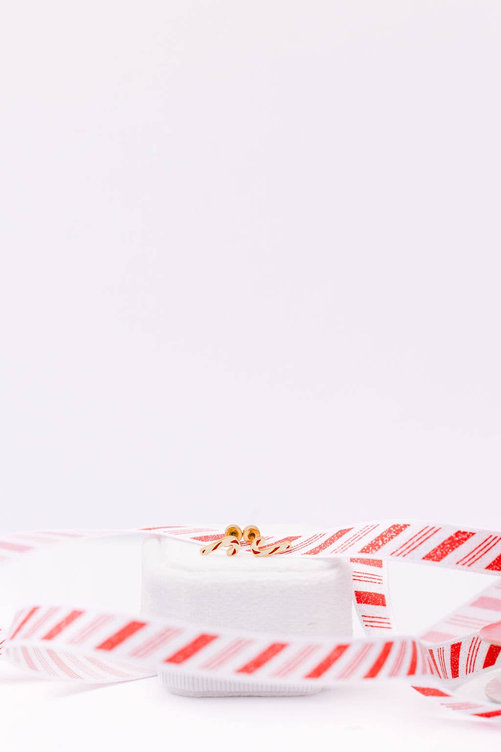 Gold Candy Cane Stud Earrings