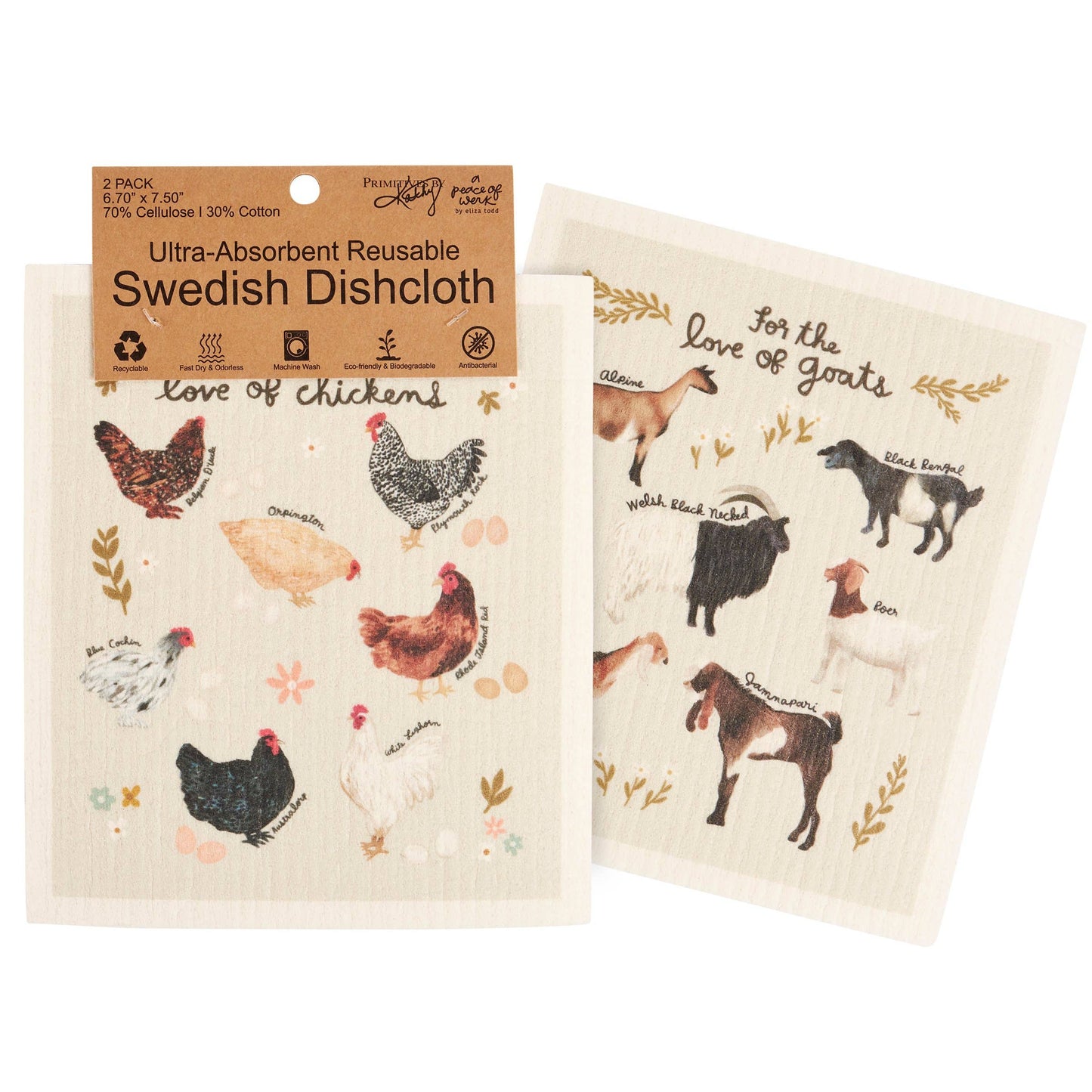 Love Of Goats Swedish Dishcloth Set