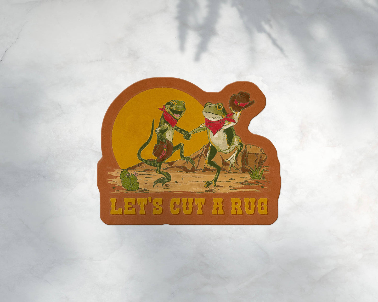 Let's Cut A Rug, Cowboy Lizard and Frog Hoedown Sticker