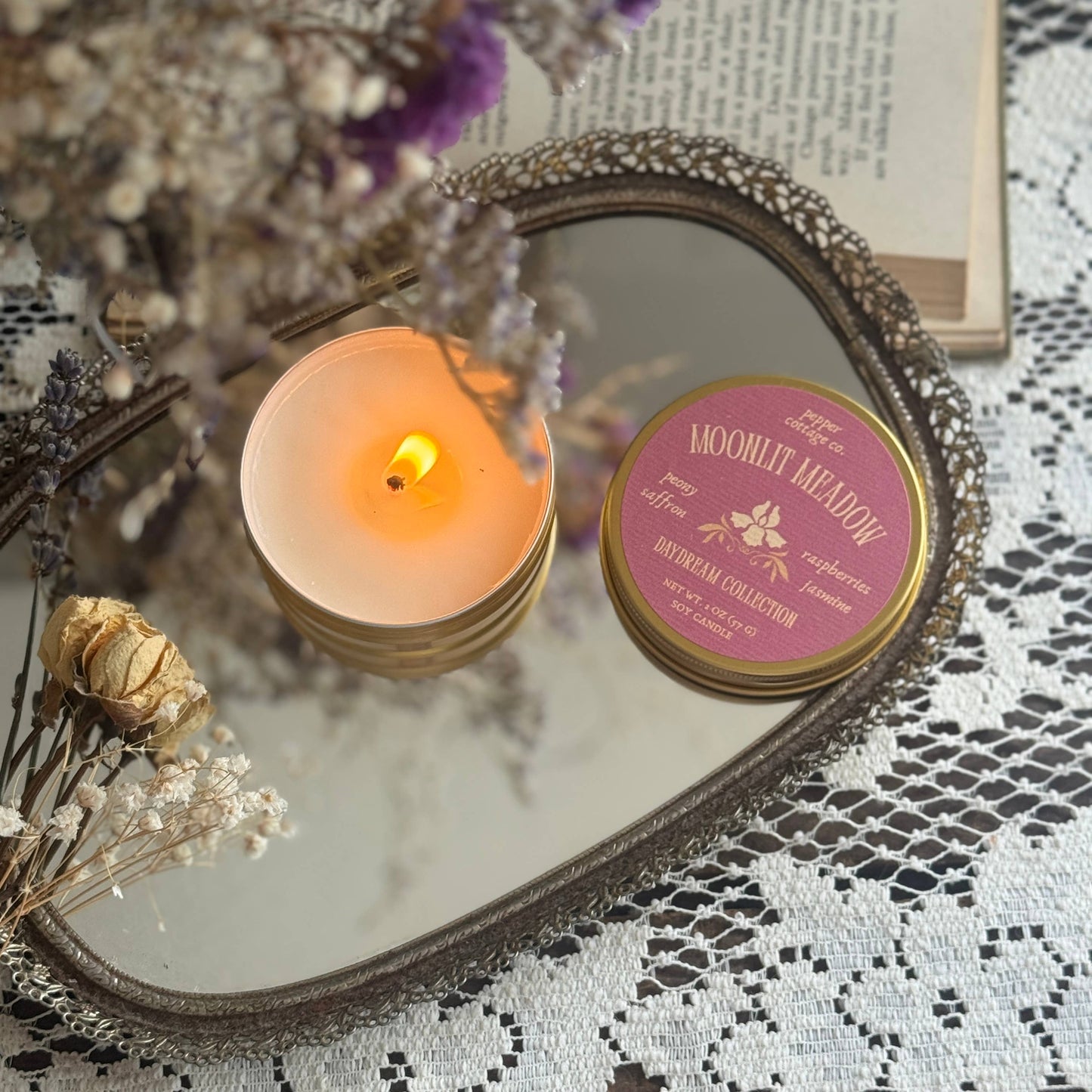 Moonlit Meadow 2 oz Soy Candle | Peony, Raspberries, Jasmine