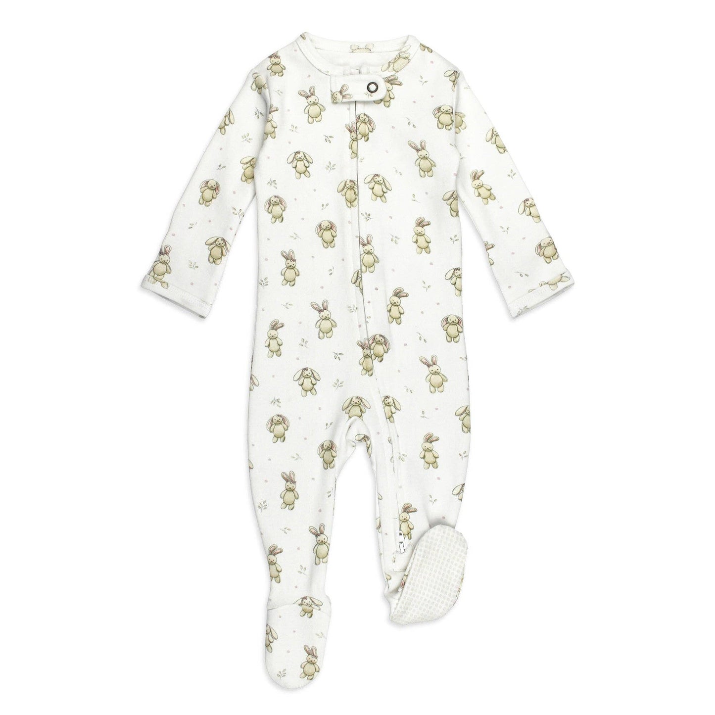Organic 2-Way Zipper Footie in Bunny Biscuit