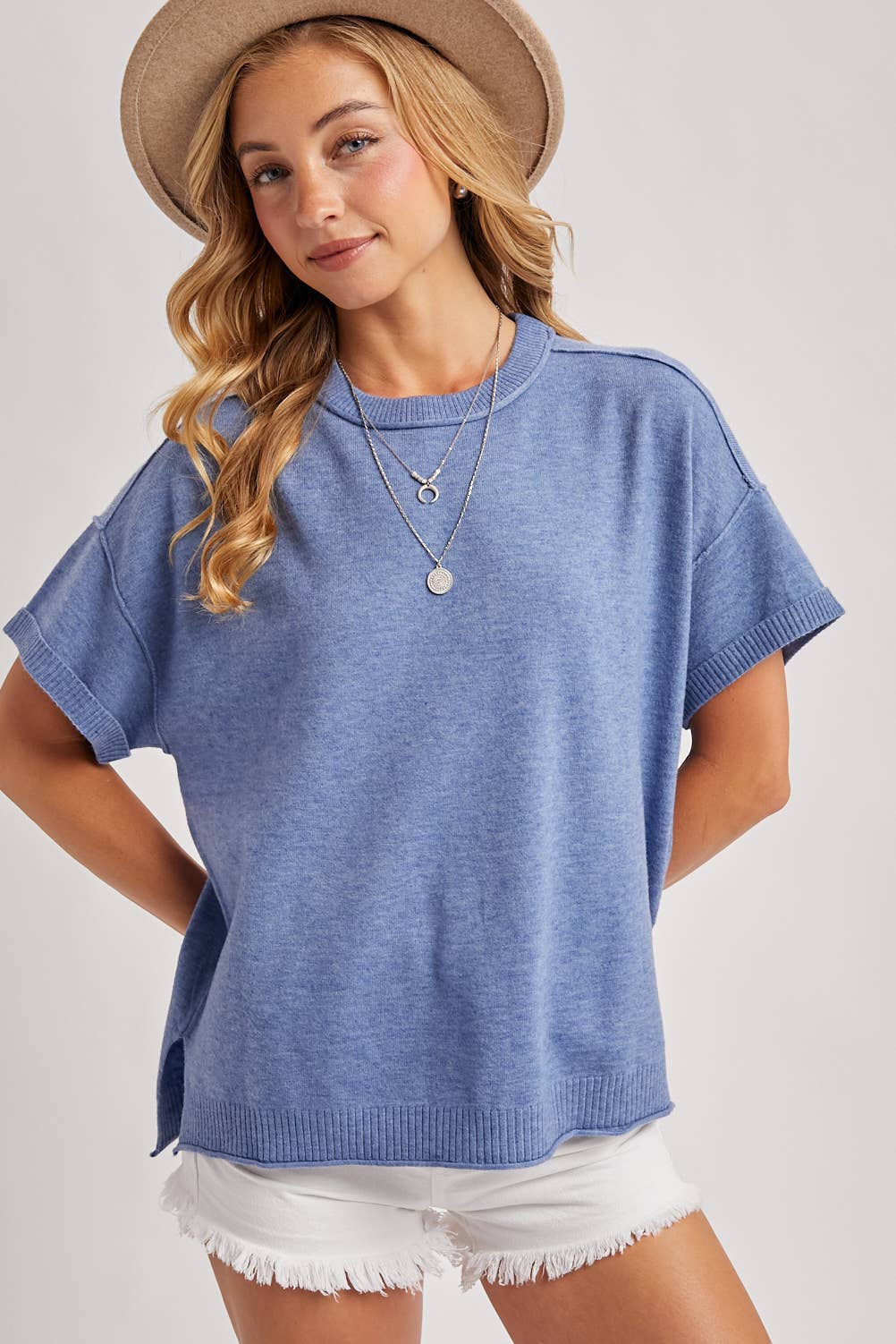 CREW NECK KNIT T-SHIRT