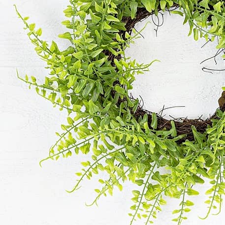 29031 - 16in(6.5in) Green Fern Twig Wreath-4/40pcs