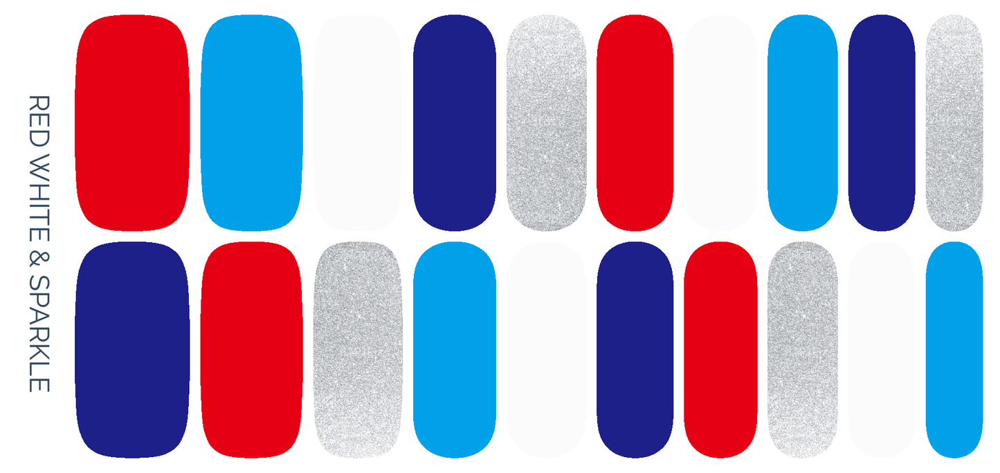 Red White & Sparkle | 4th of July Glitter Nail Art Nail Wrap