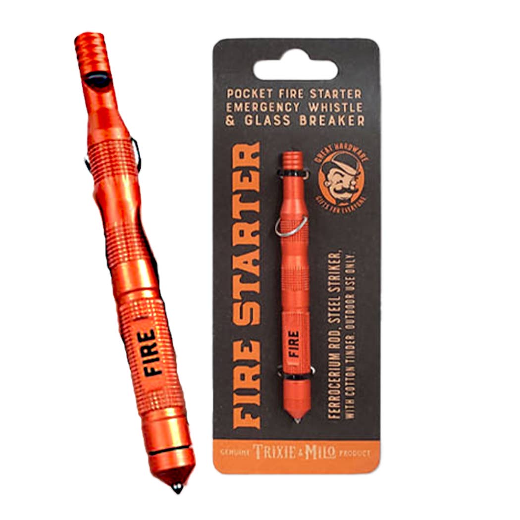 "Emergency Fire Starter" Pocket Fire Starter w/ Whistle