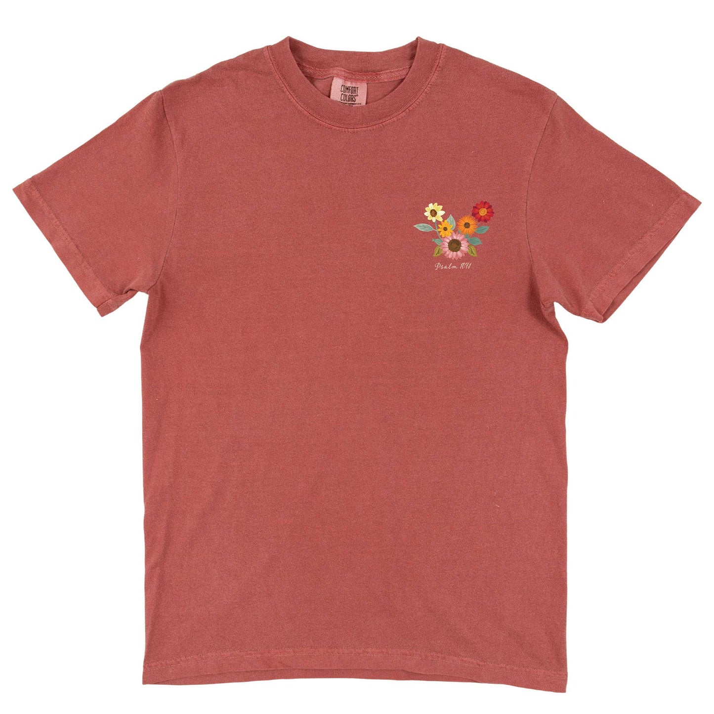 Give Thanks To The Lord Fall Flowers Tee - Crimson