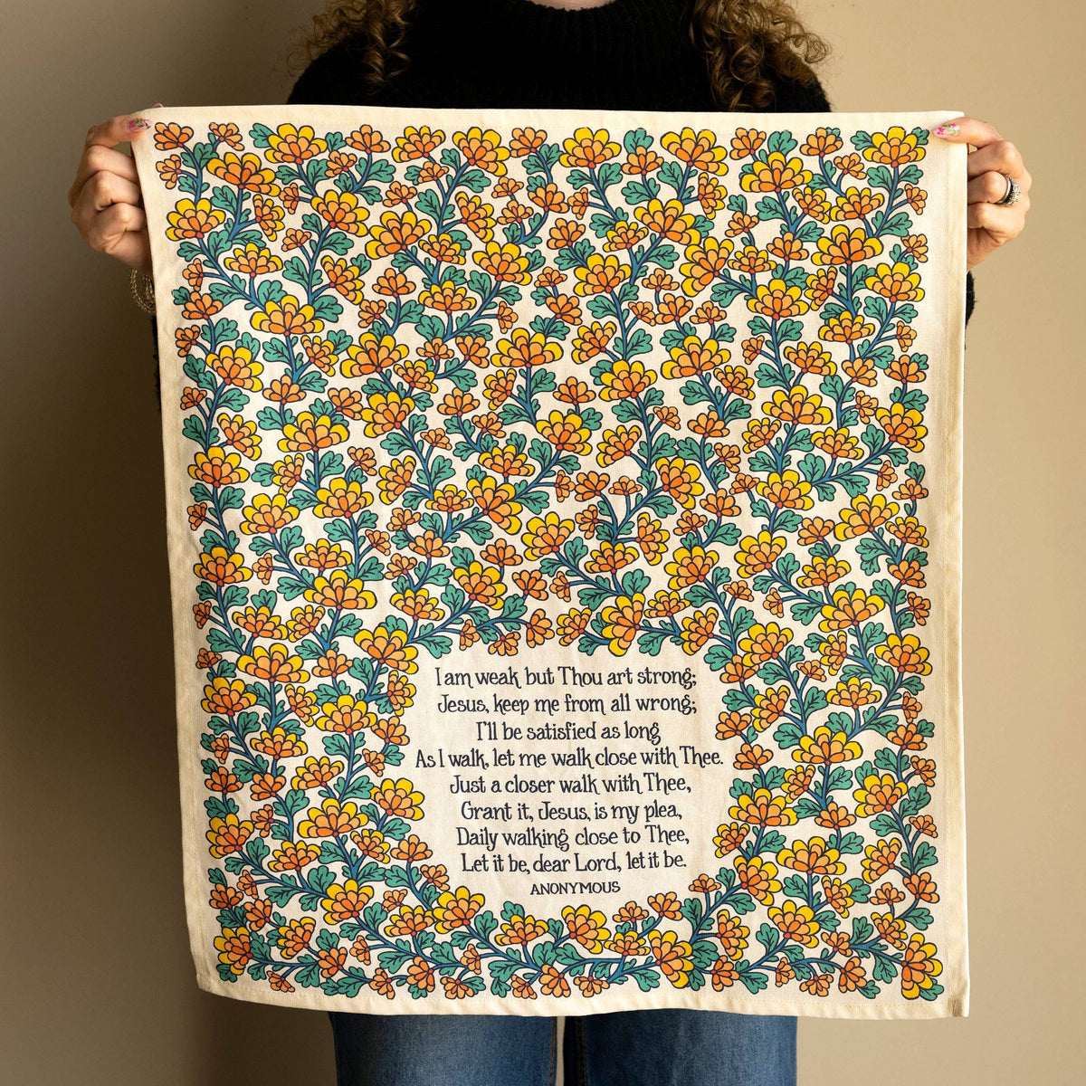 Just A Closer Walk Hymn Tea Towel - Full Color