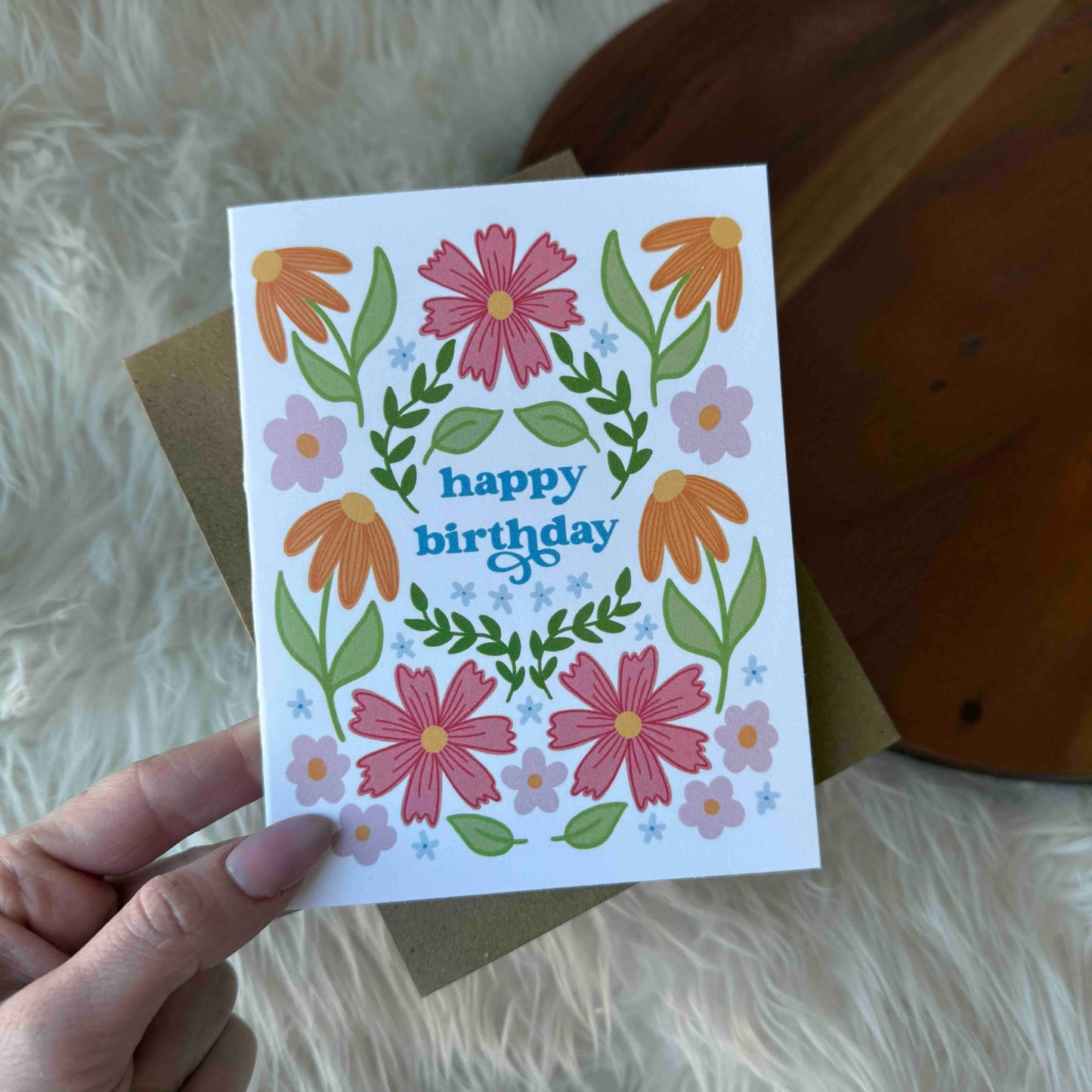 "Happy birthday" Cute Spring Floral Pattern Card
