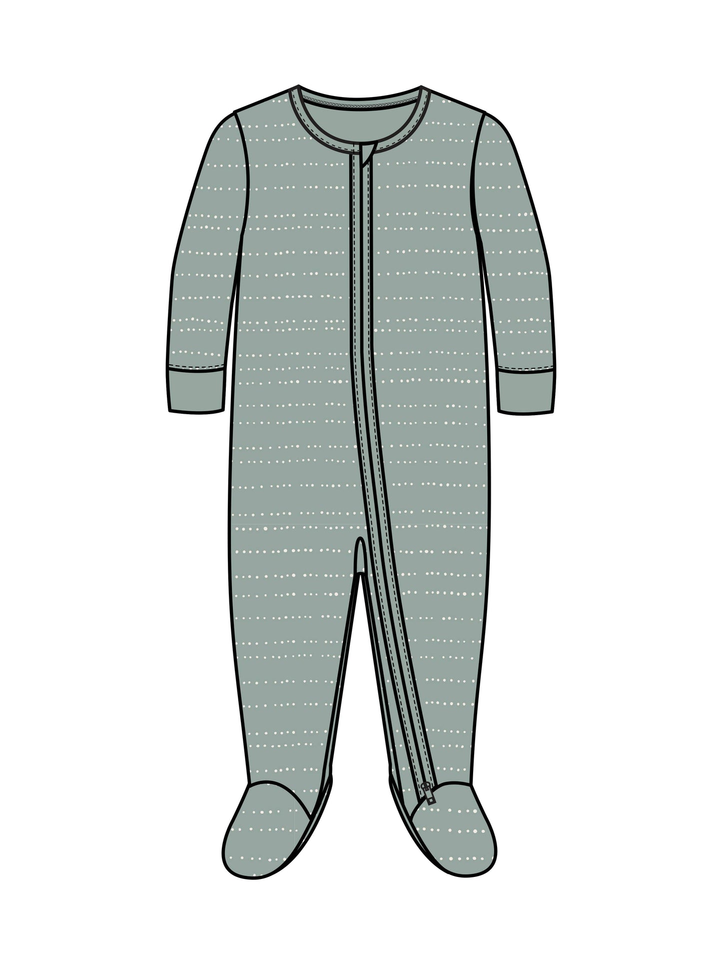 Organic Baby Peyton Footed Sleeper - Pebble / Jade