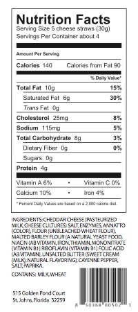 4.6 oz Classic Cheddar Cheese Straws