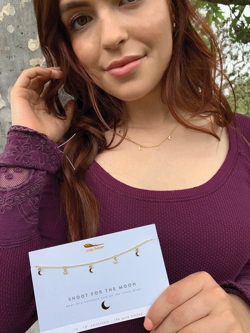 Dangle Necklace Gold - SHOOT FOR MOON