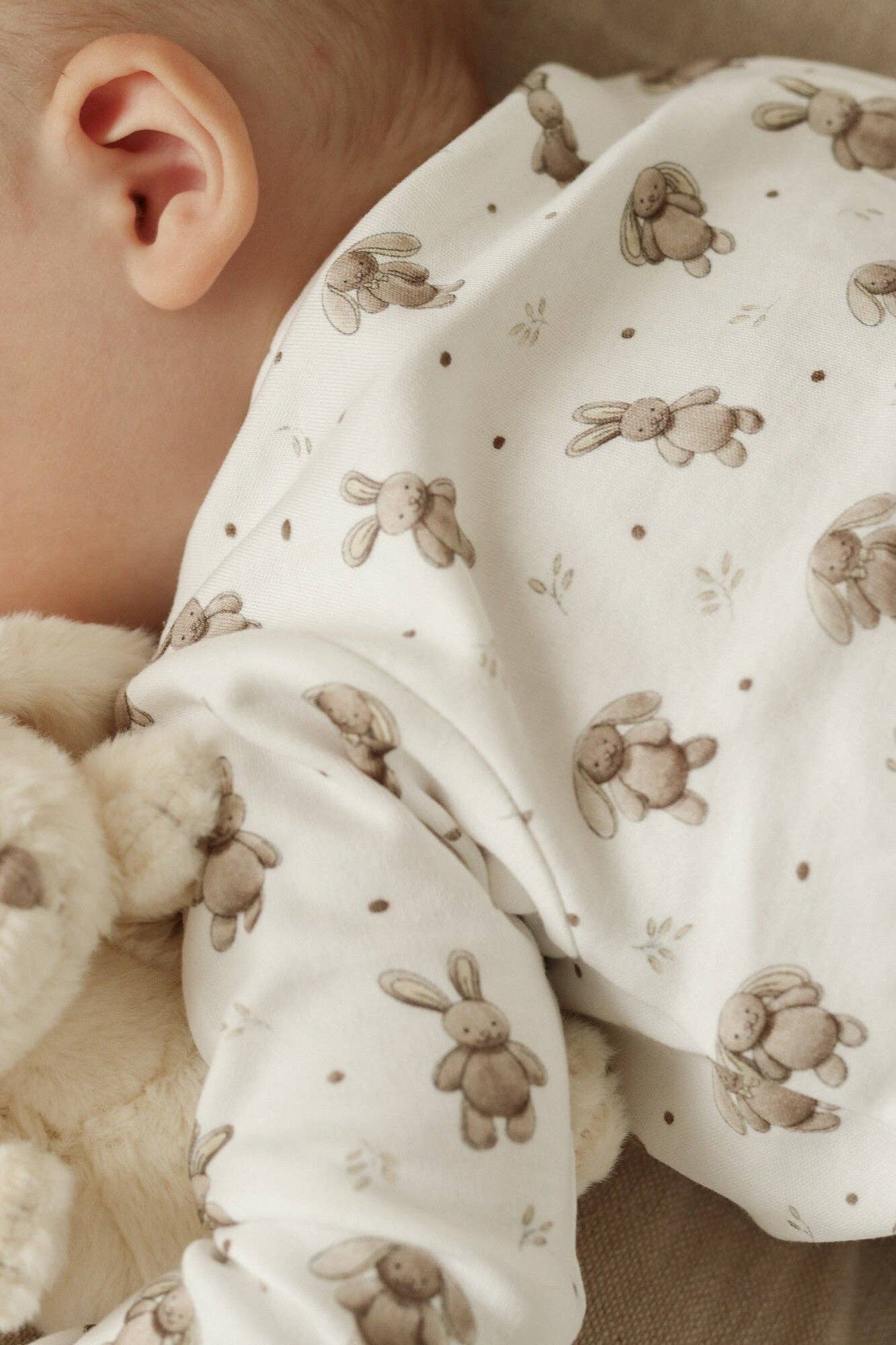 Kids' Organic L/Sleeve PJ Set in Bunny Shadow