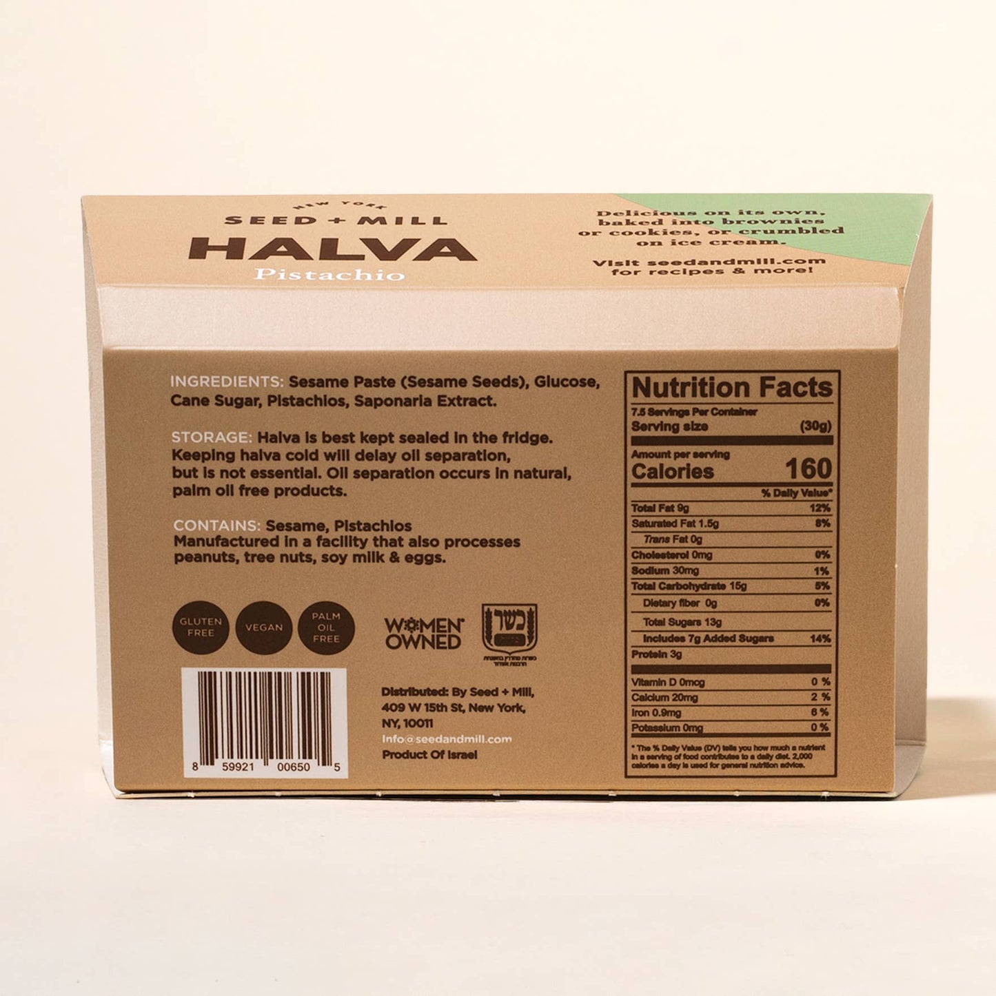 Pistachio Halva, 227g - Kosher Sesame Candy