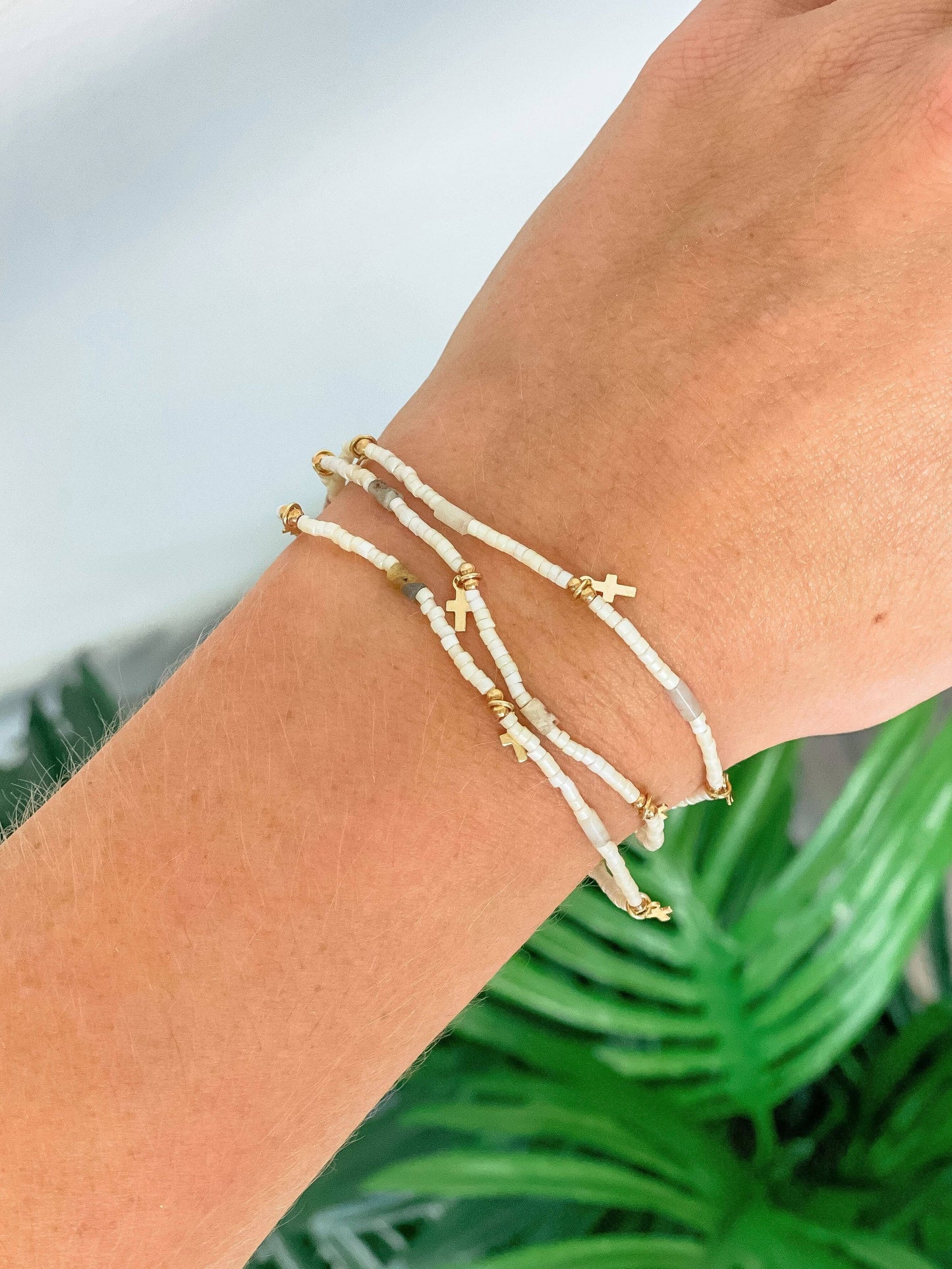 Semi Precious Cross Bracelet Set