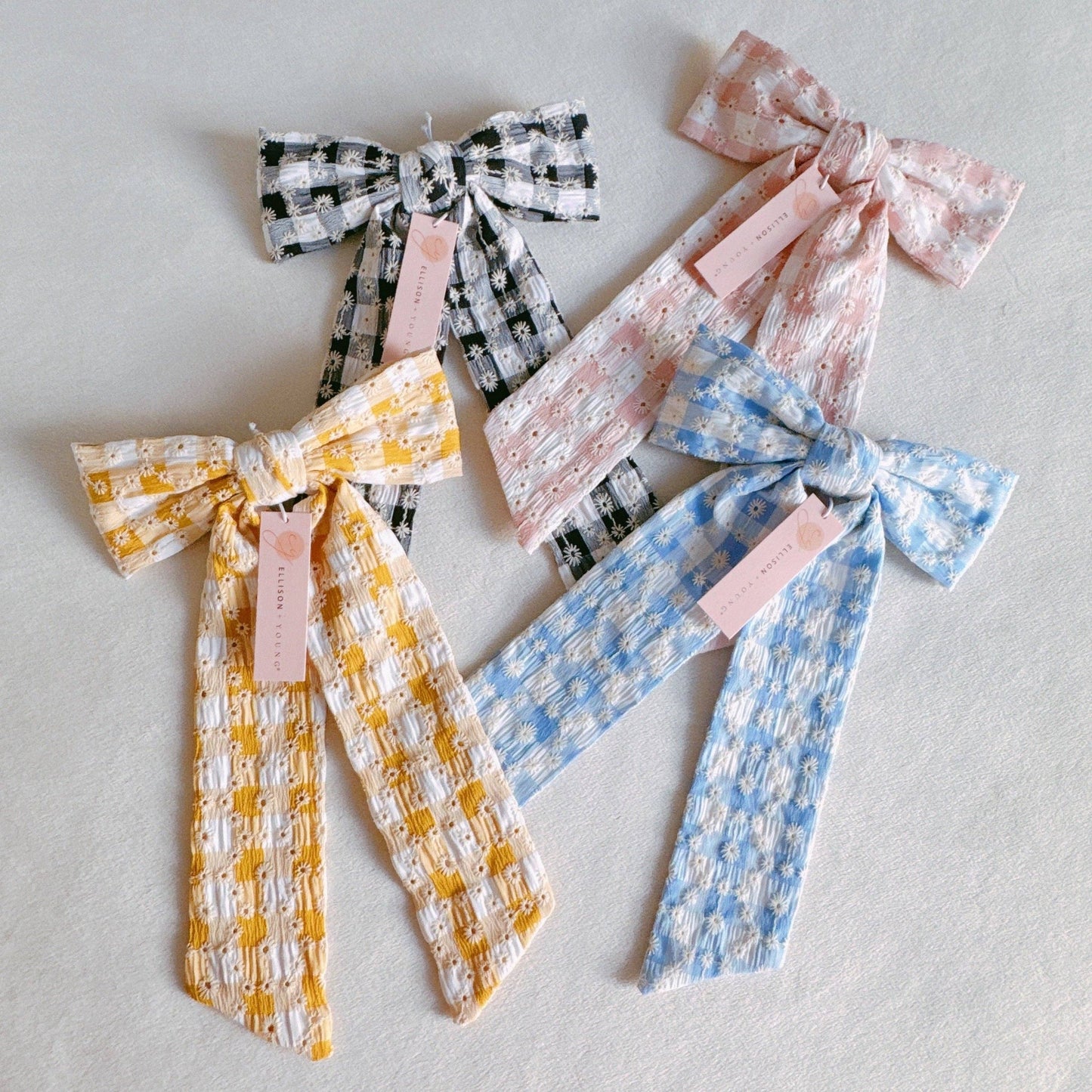 Daisy Picnic Gingham Bow Hair Clip