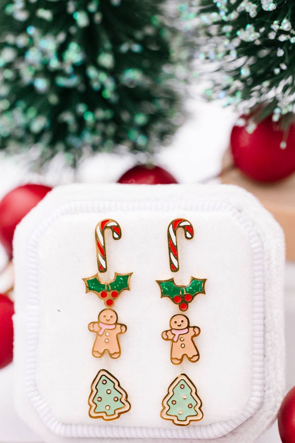 Gold Candy Cane Stud Earrings