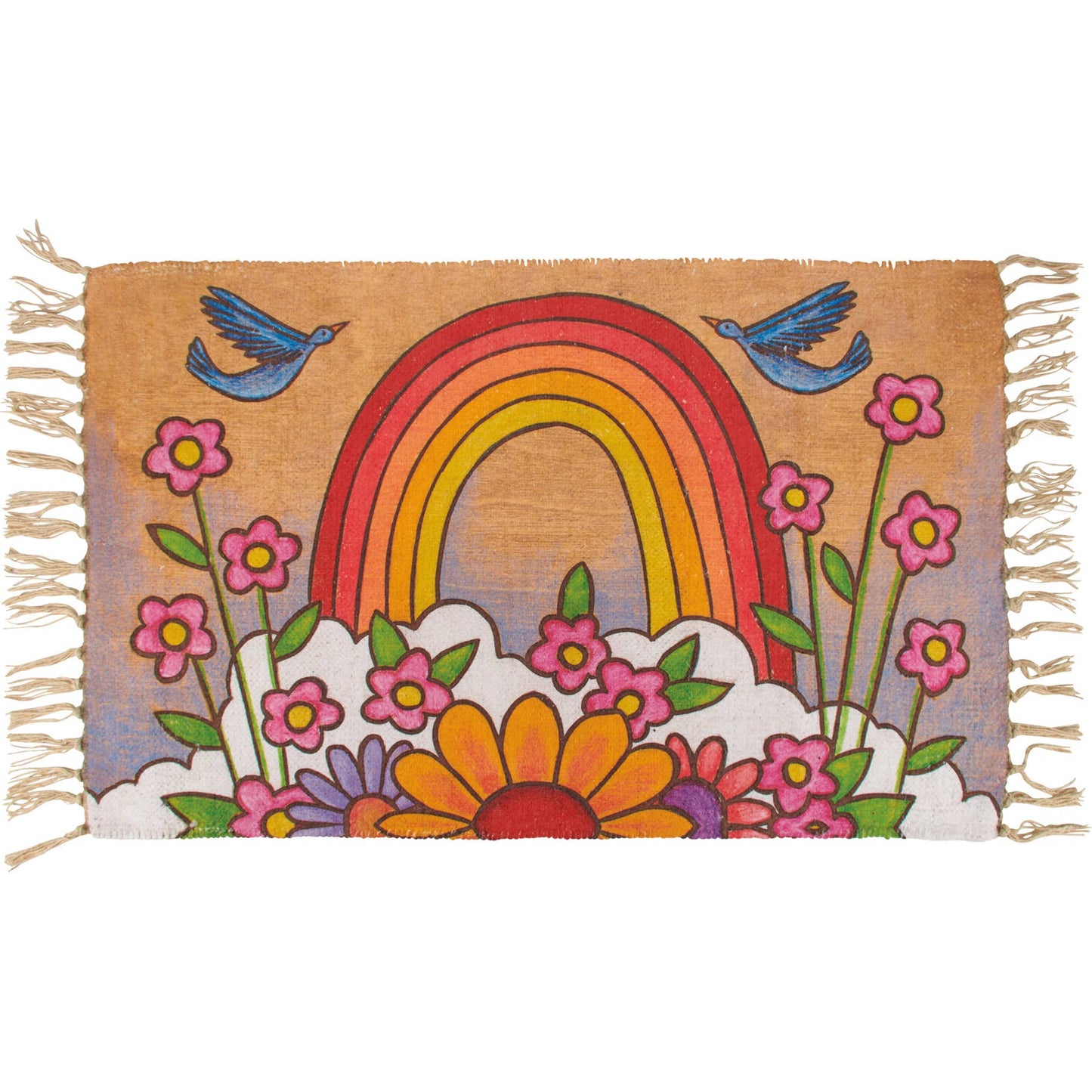 Rainbow And Flowers Rug