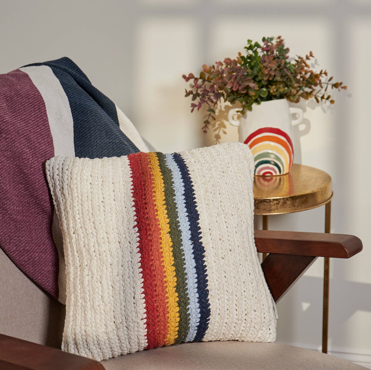 Rainbow Stripe Pillow