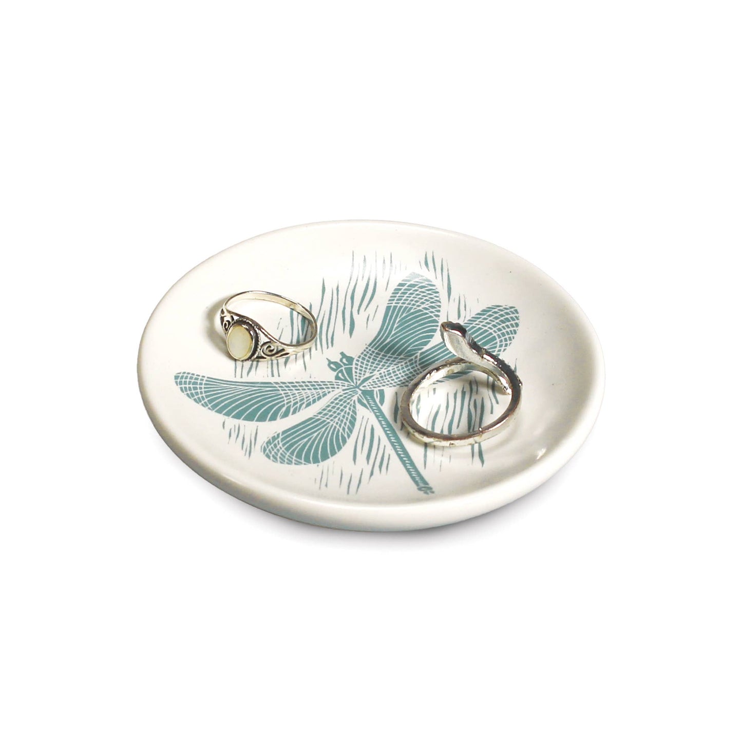 Trinket Key Ring Dish Dragonfly Blue