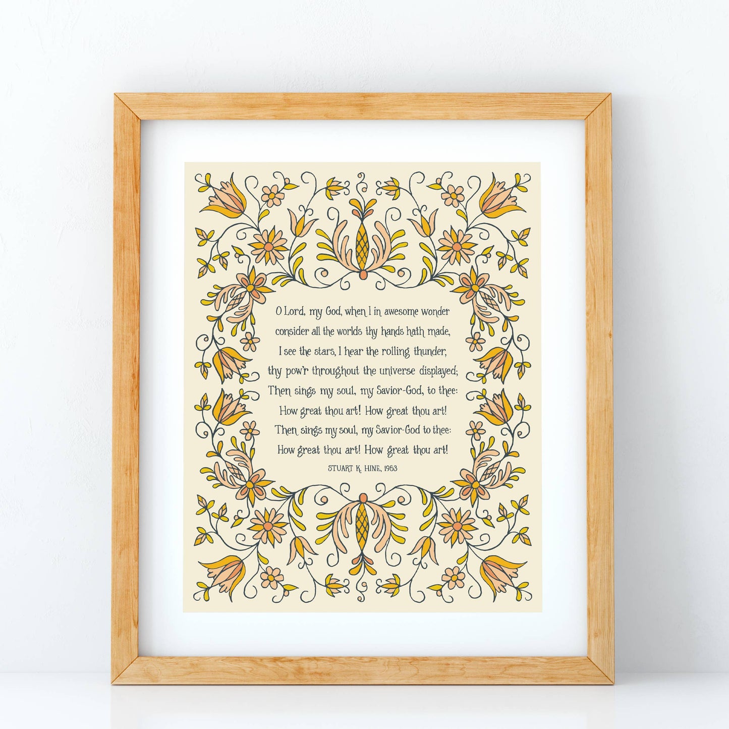 How Great Thou Art Hymn Art Print - Cream