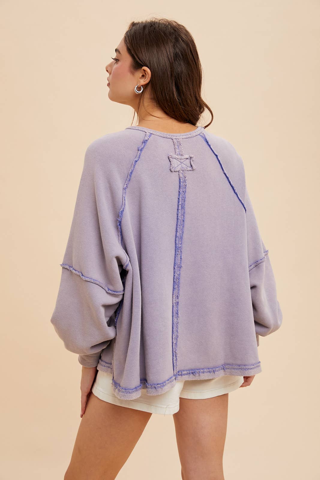 OVERSIZED GARMENT WASHED NOTCHED TOP