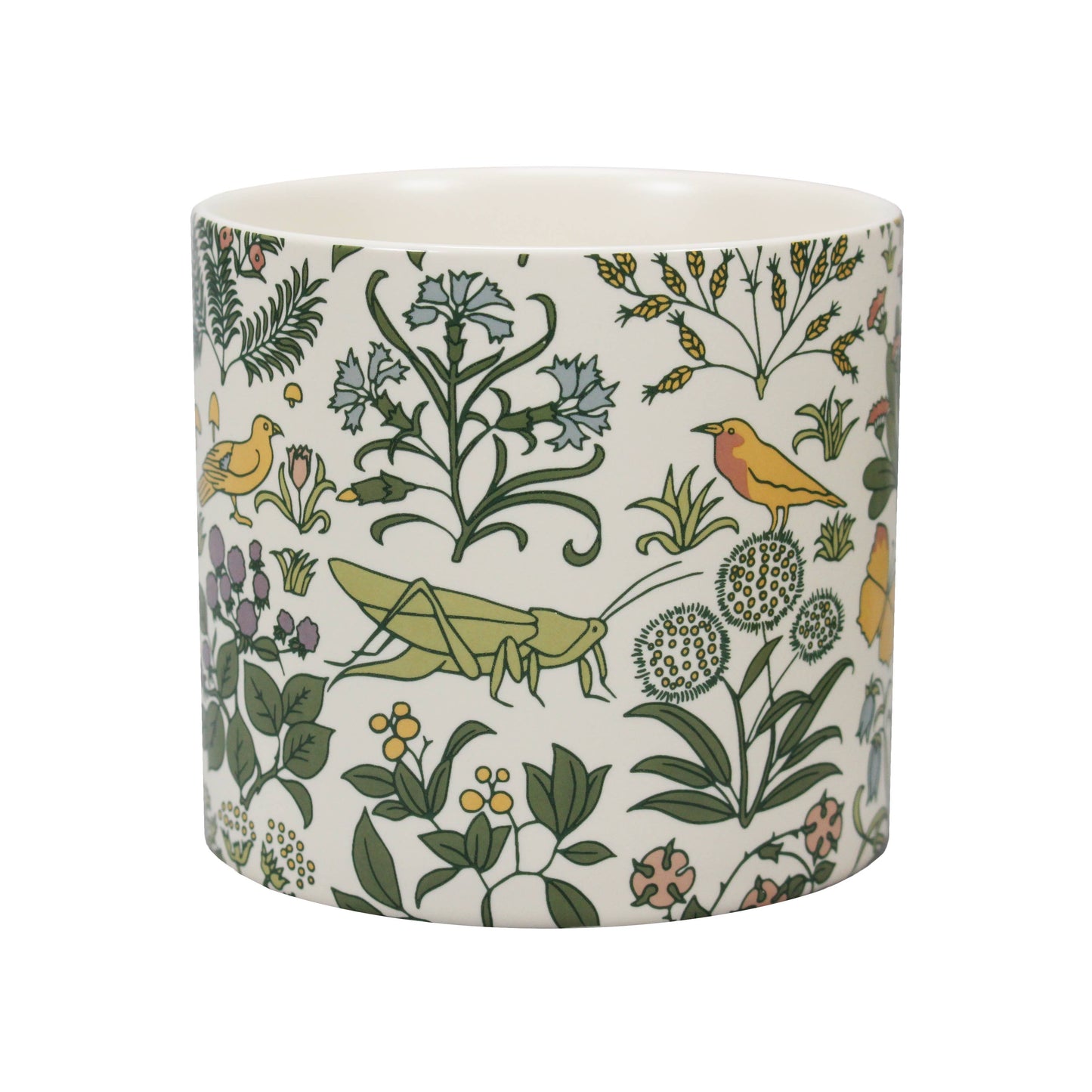 Ceramic Plant Pot Voysey Botanical Garden Wildlife Green